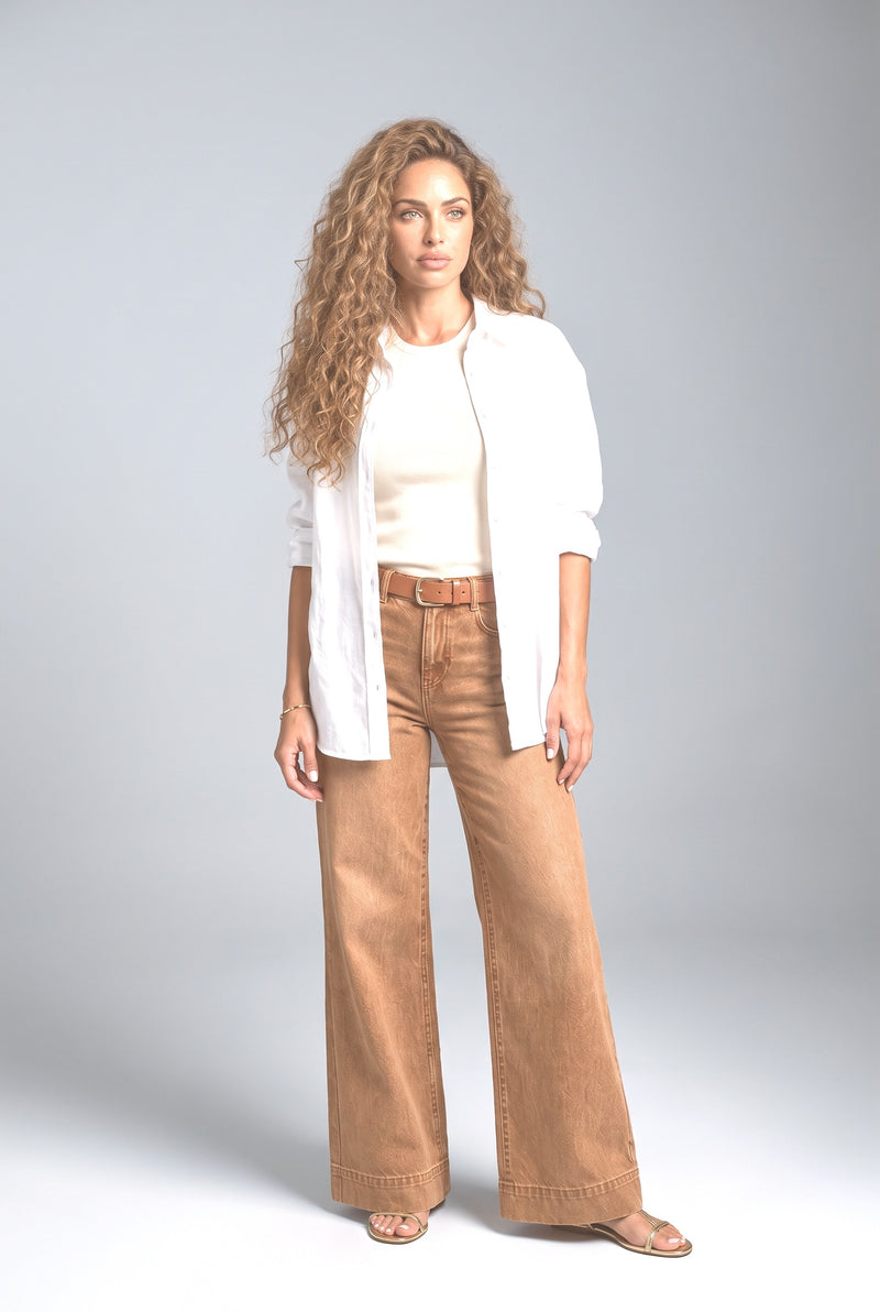 Chocolate Denim Wide Leg Jeans