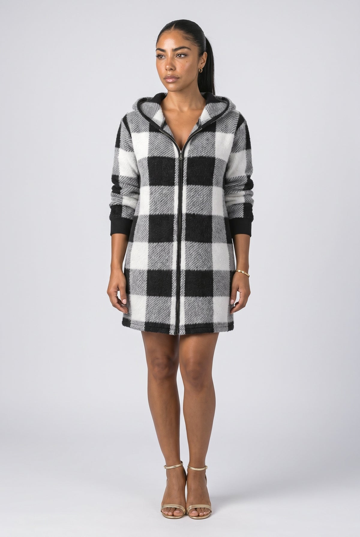 Plaid Oversized Knit Cardigan