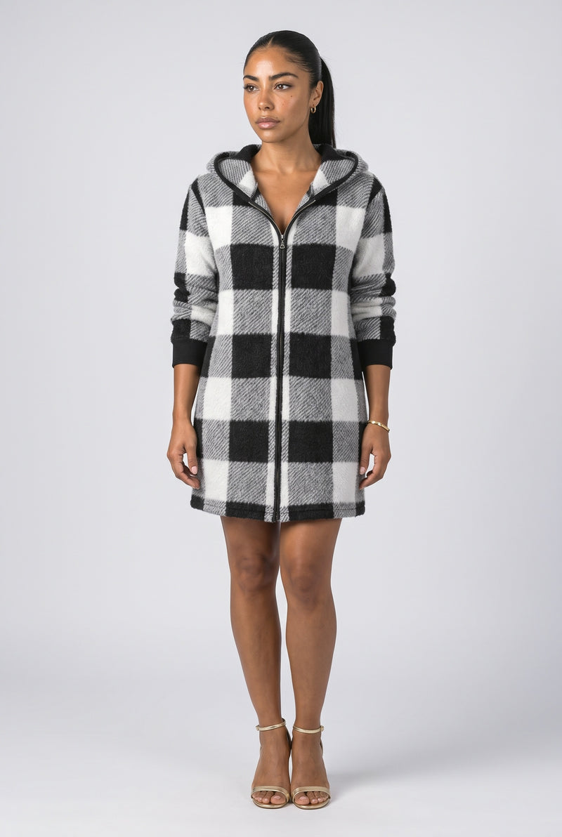 Plaid Oversized Knit Cardigan