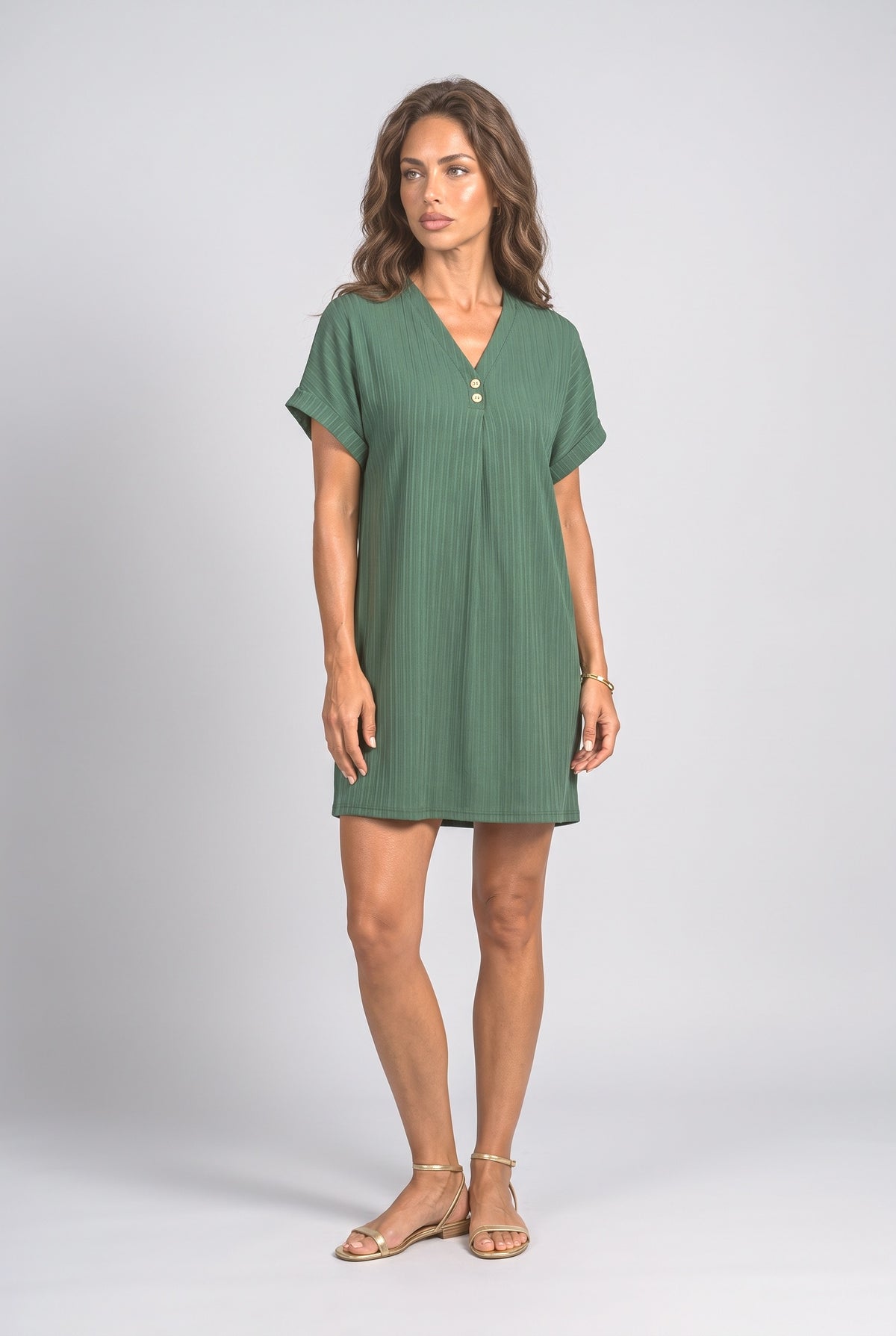Ribbed V-Neck Summer Dress