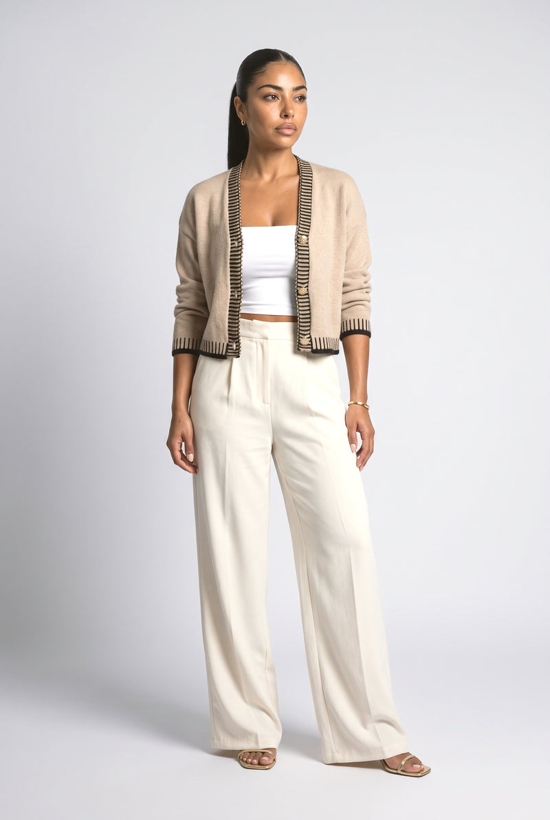 Khaki Navy Knit Cardigan