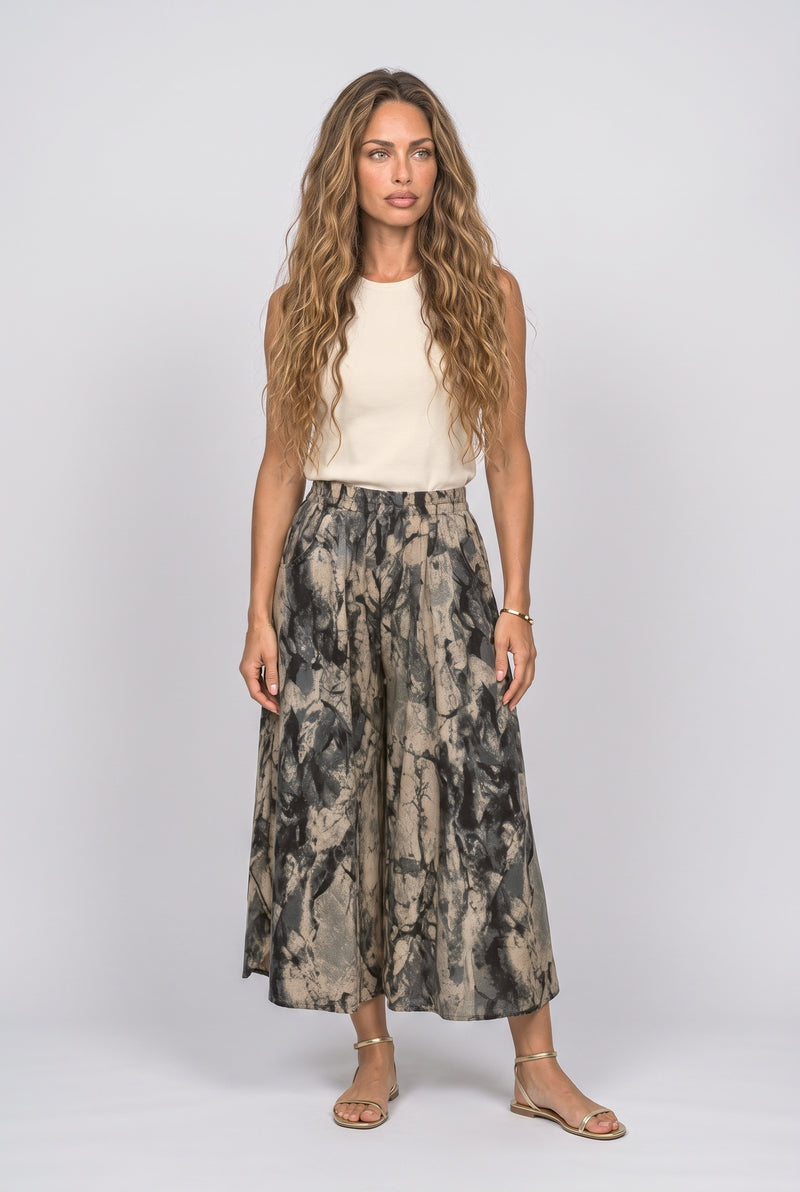 Black Gray Flowy Wide Leg Pants