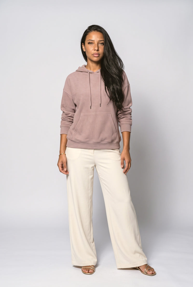 Pink Ribbed Hoodie