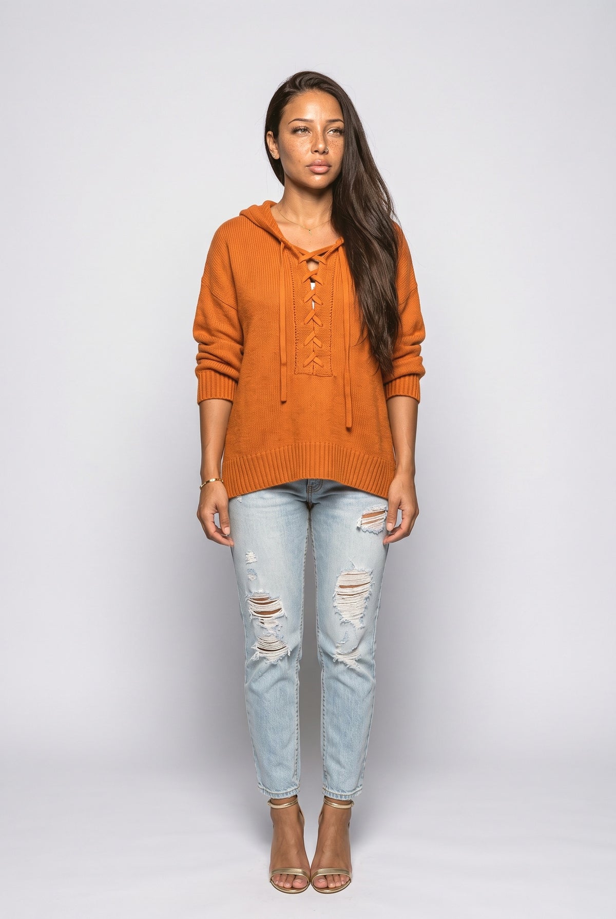 Lace V-Neck Pullover Sweater