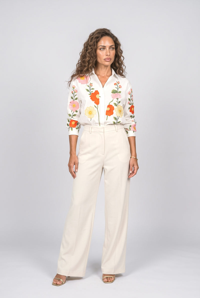 White Floral Blouse