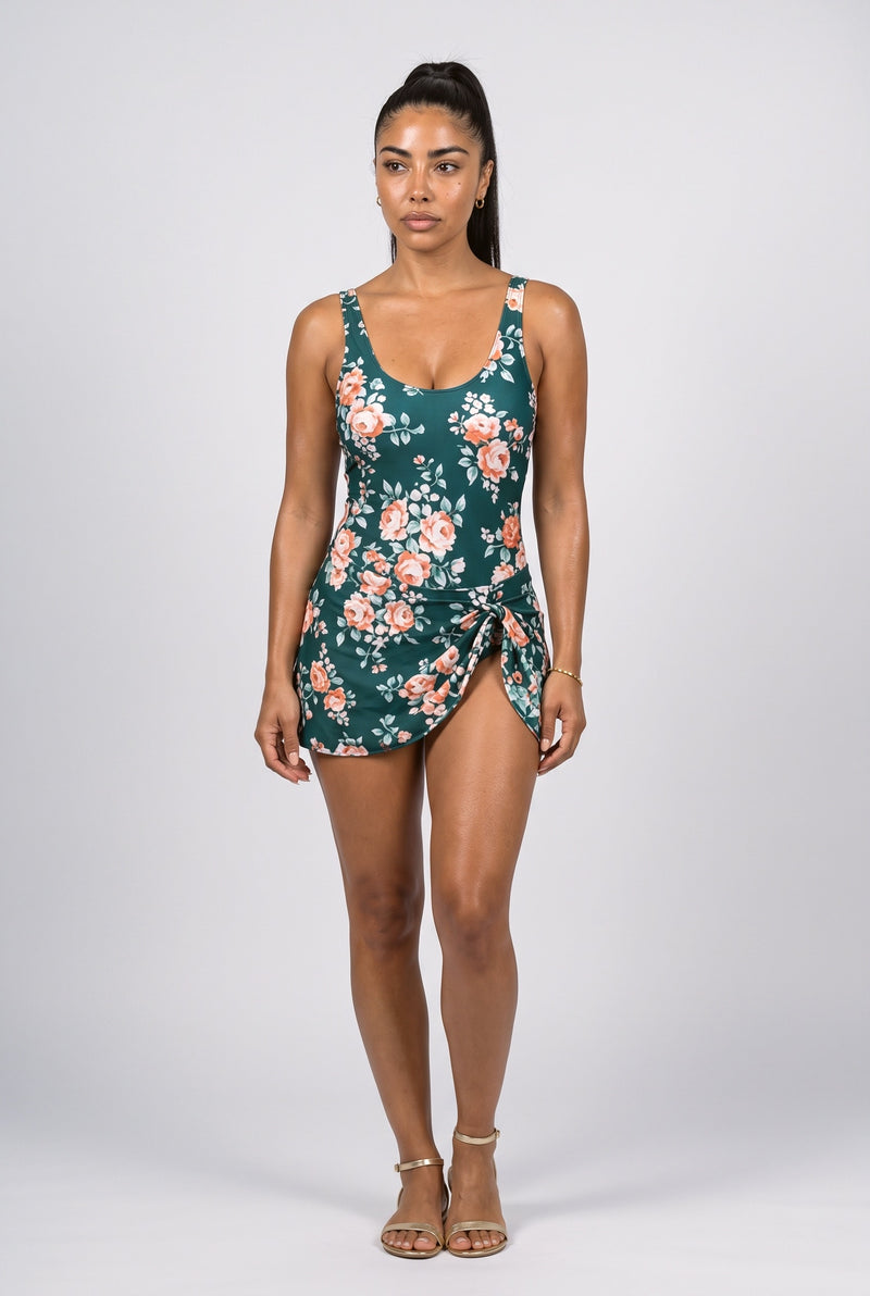 Green Floral One Piece Swimsuit