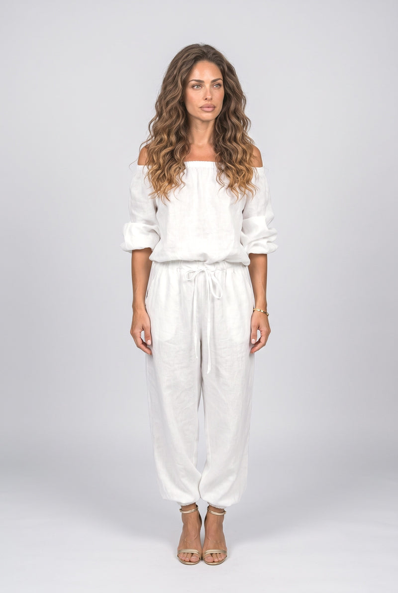 White Off-Shoulder Two Piece Outfit