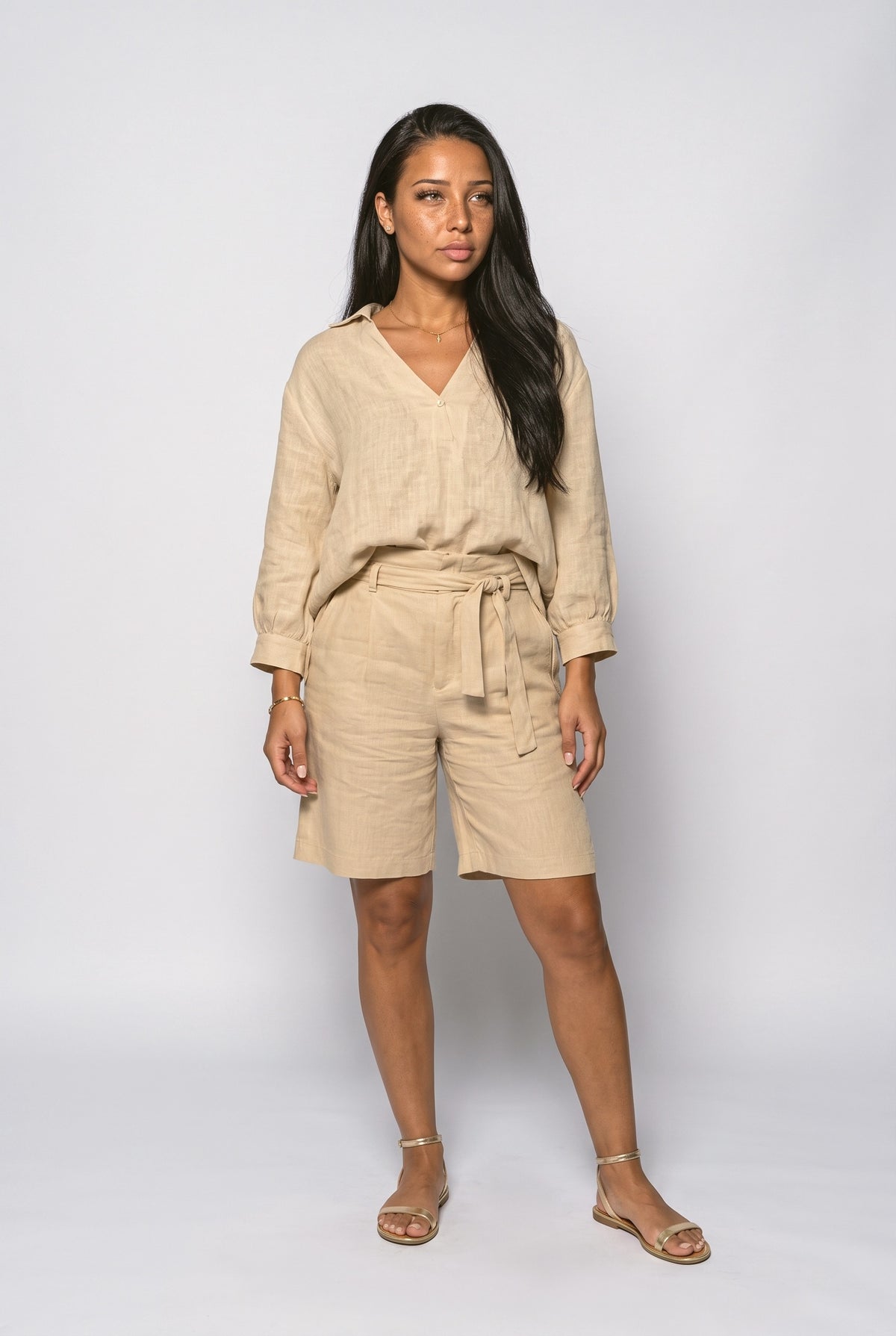 V-Neck Two Piece Outfit
