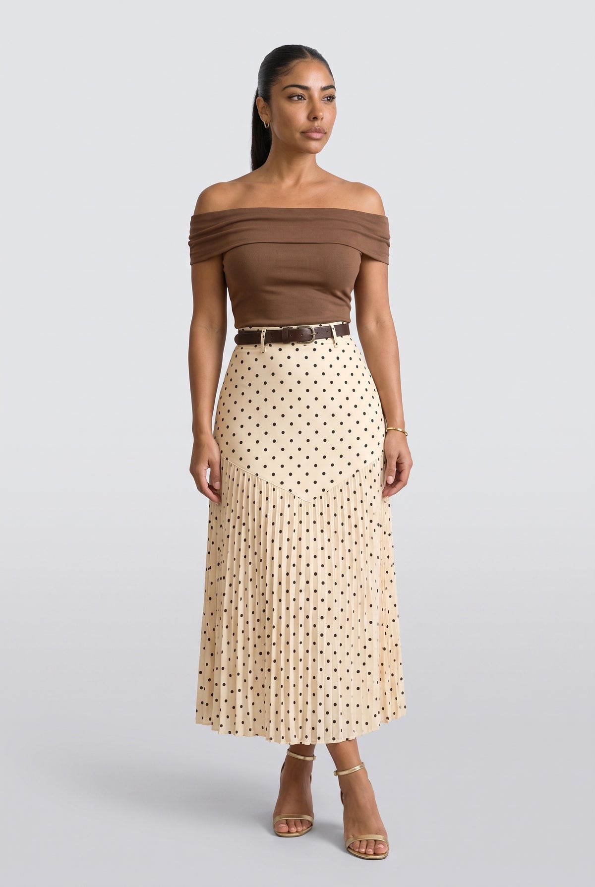 Polka Dot A-Line Midi Skirt