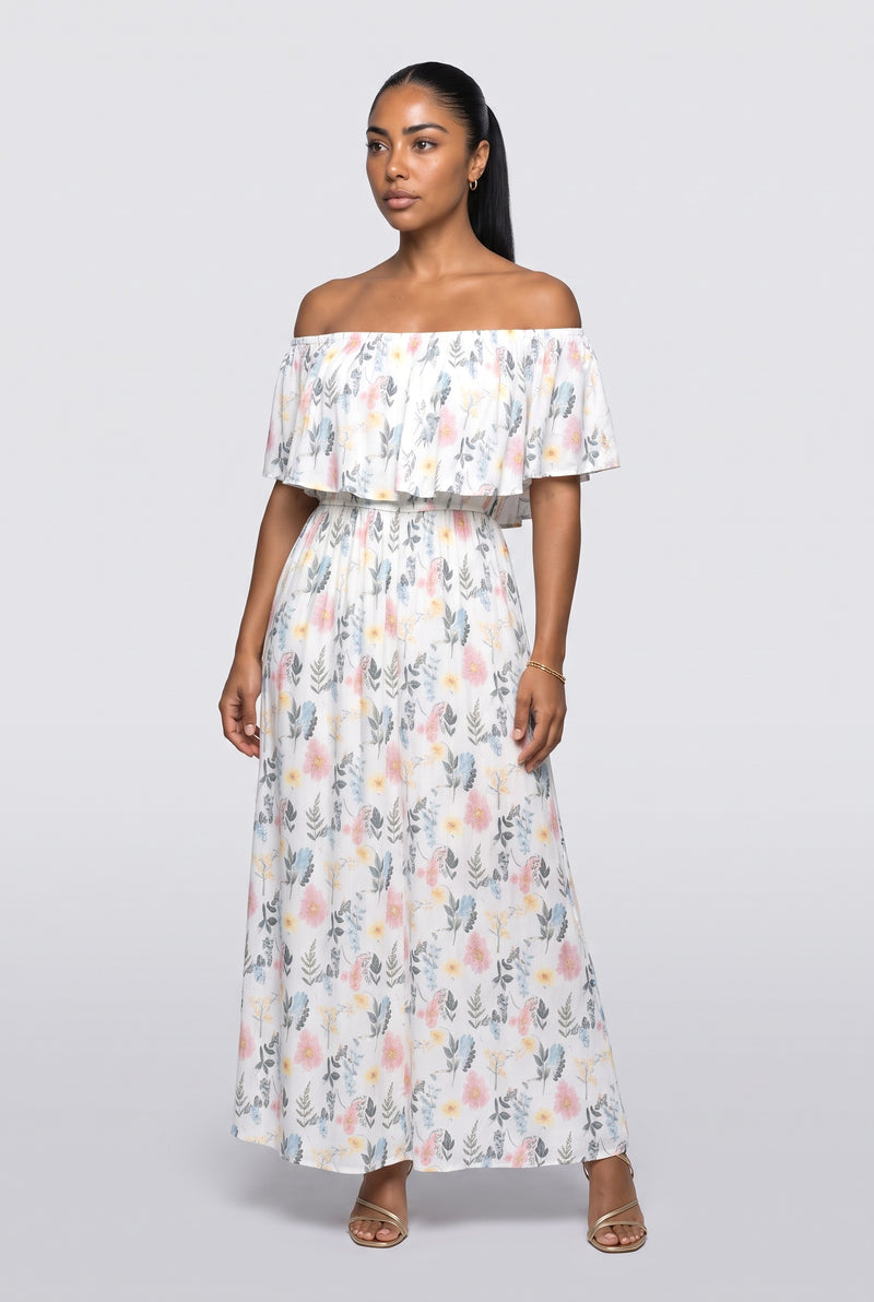 Off-Shoulder Floral Maxi Dress