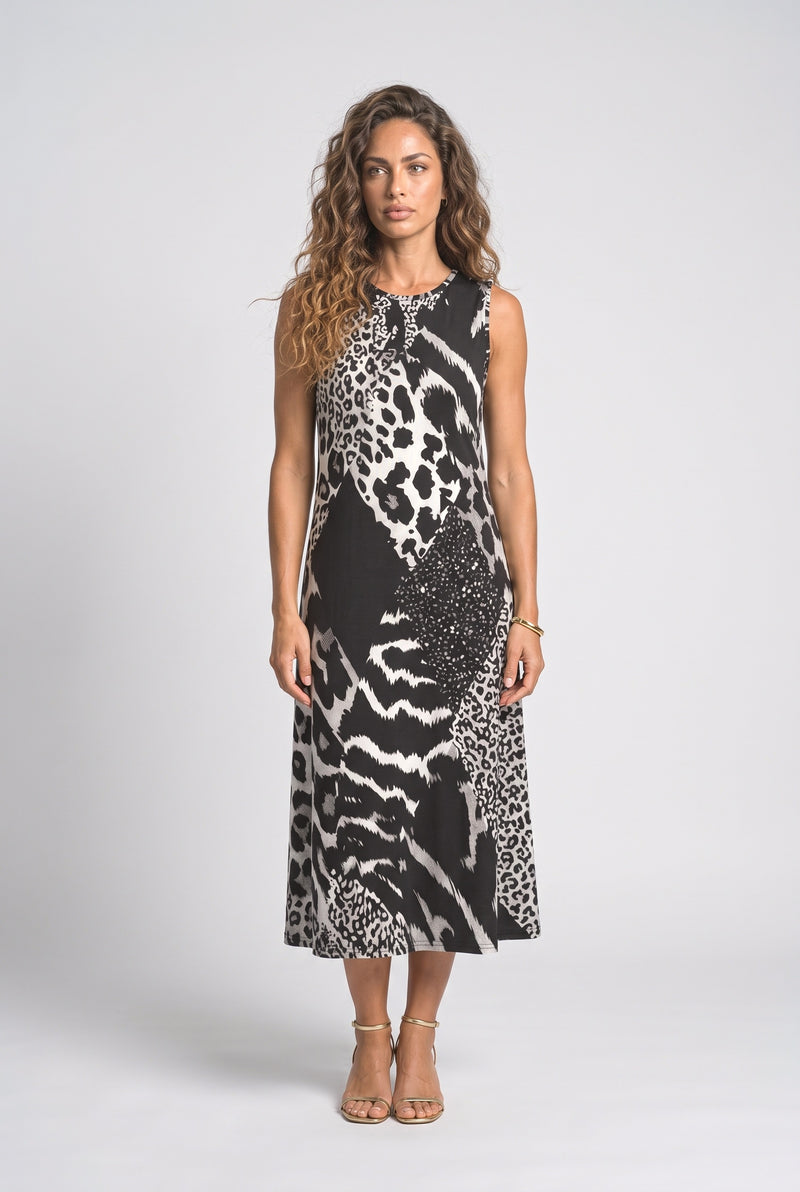 Leopard Sleeveless Midi Dress