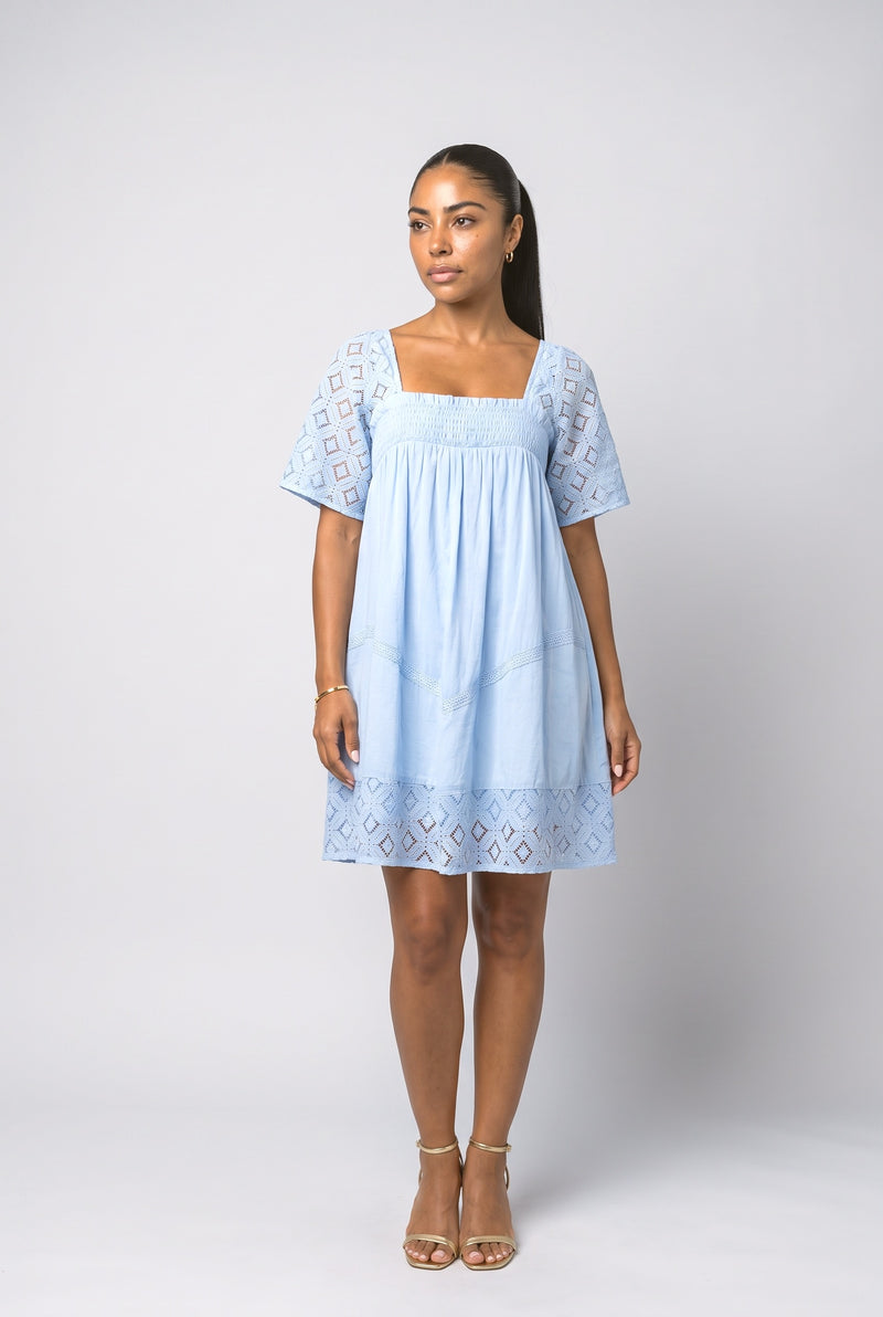 Lace Square Neck Mini Dress