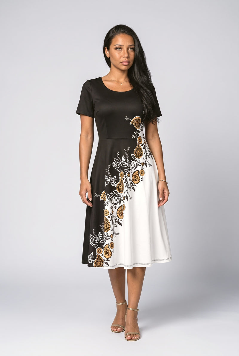 Paisley A-Line Midi Dress