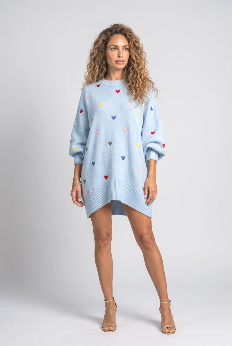 Light Blue Batwing Sleeve Pullover Sweater