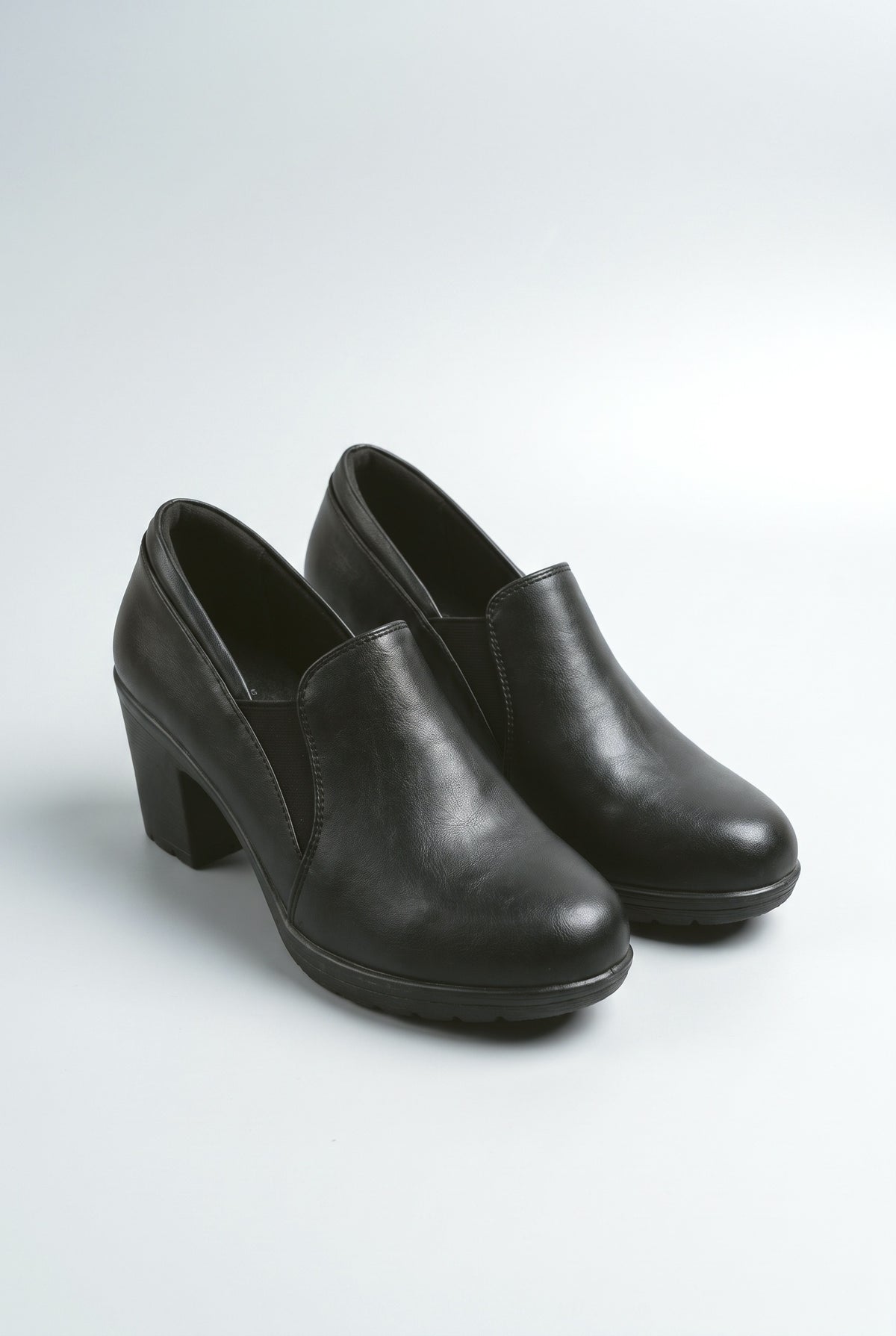 Black Block Heel Pumps, Black