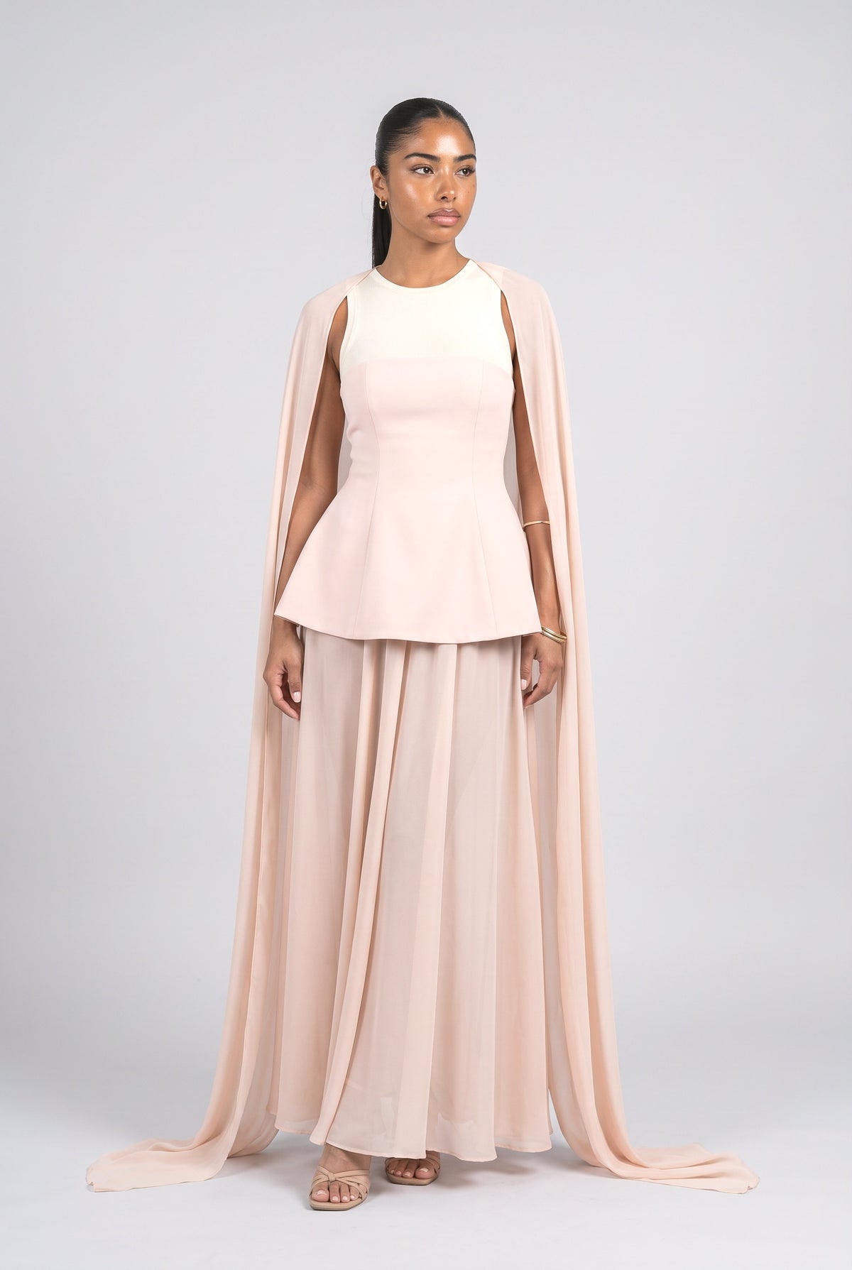 Orange Sheer Maxi Skirt, apricot