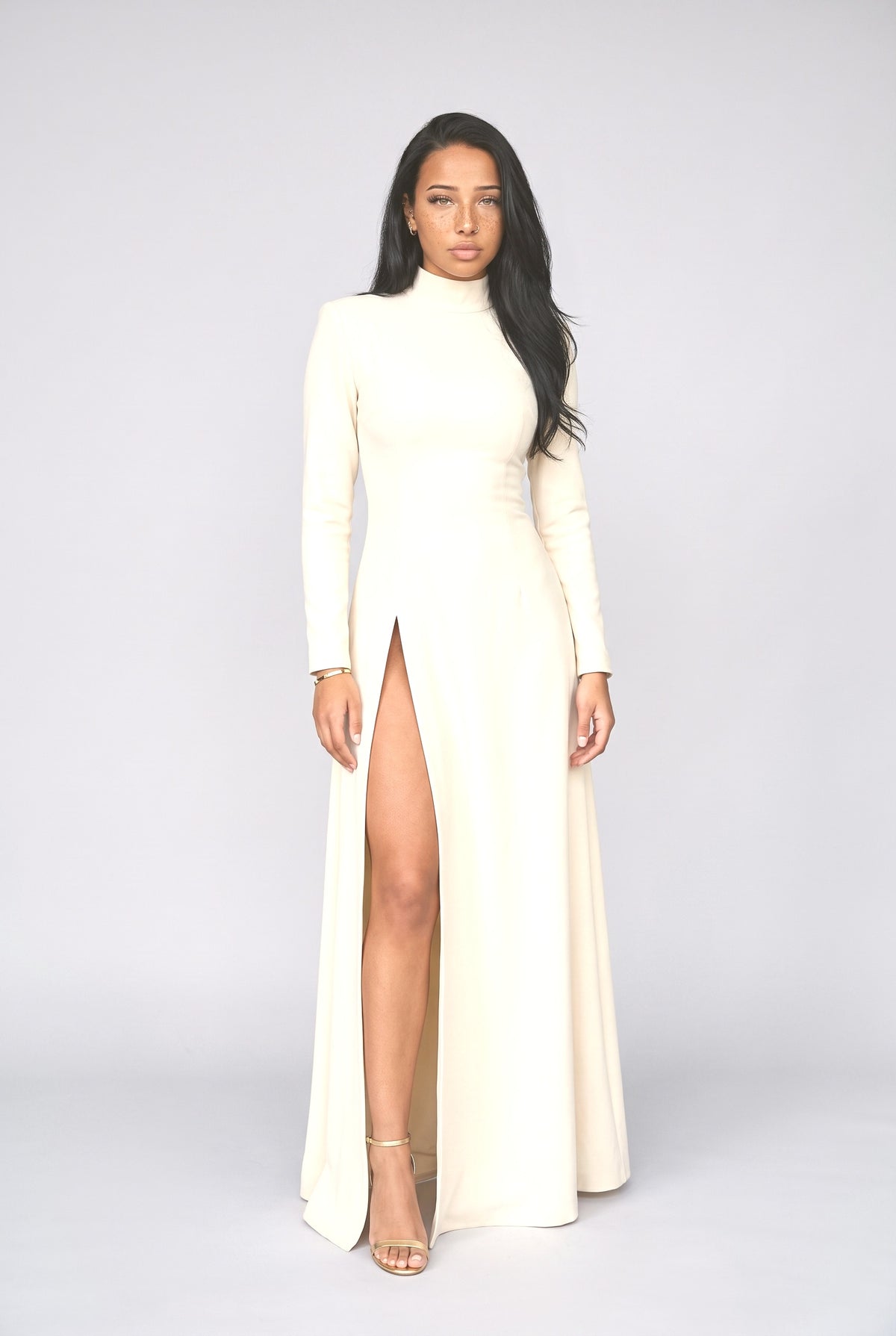 Slit Long Dress, beige
