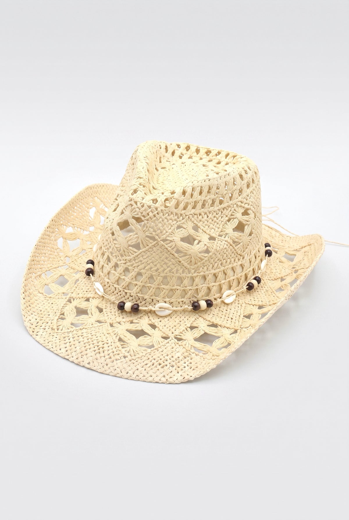 Bohemian Style Shell Element Straw Hat, beige