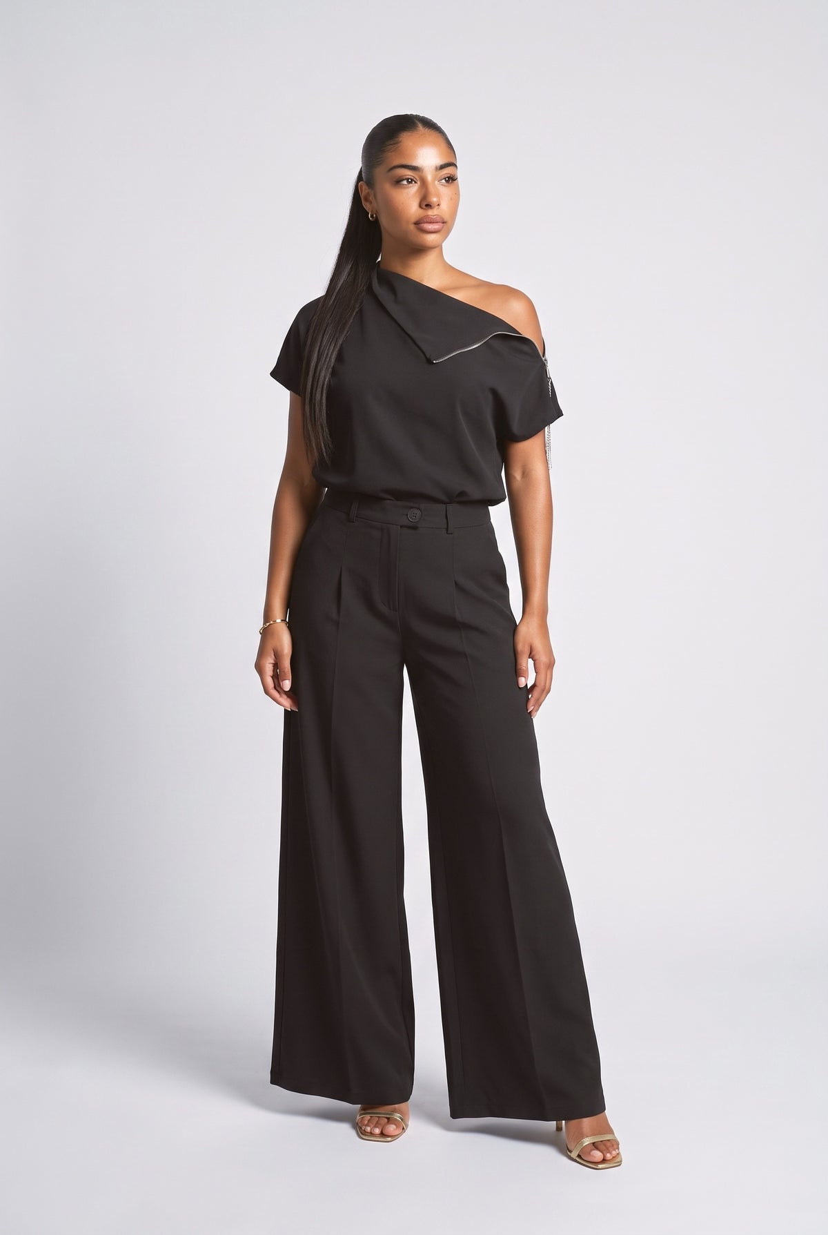 Off-Shoulder Outfit Set, black set