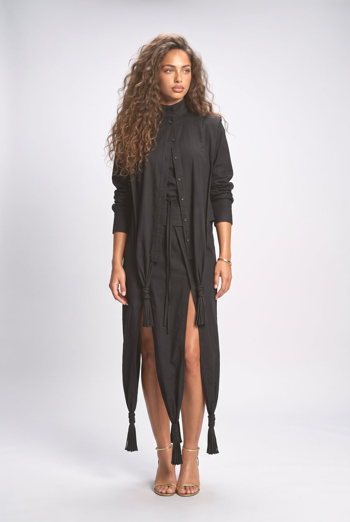Black Draped Outfit Set, black set