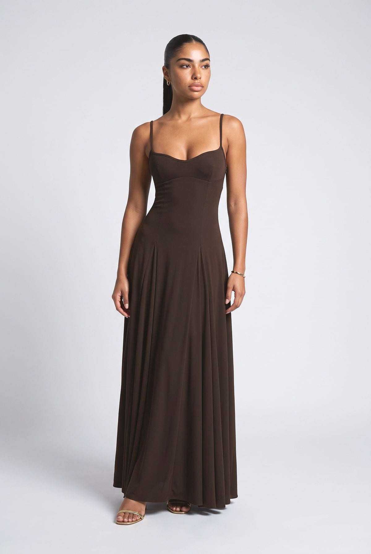 Tulle A-Line Maxi Dress, black w