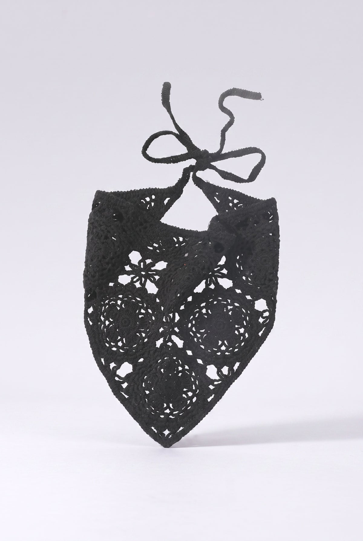 Hand Crochet Lace Bandana, black