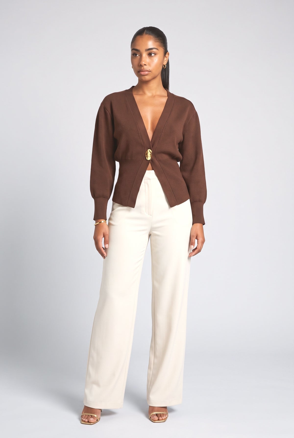 Knit V-Neck Top, black