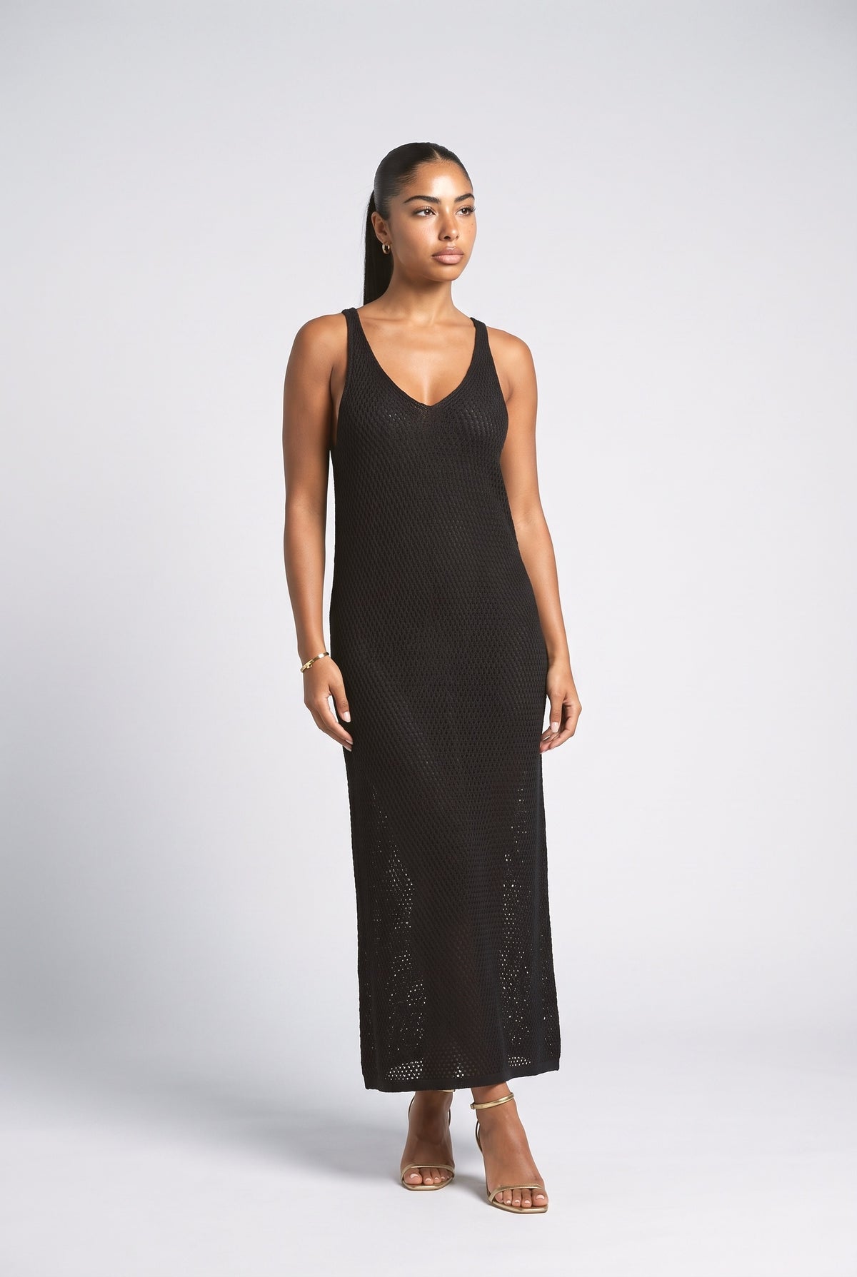 Knit Relaxed Maxi Dress, black