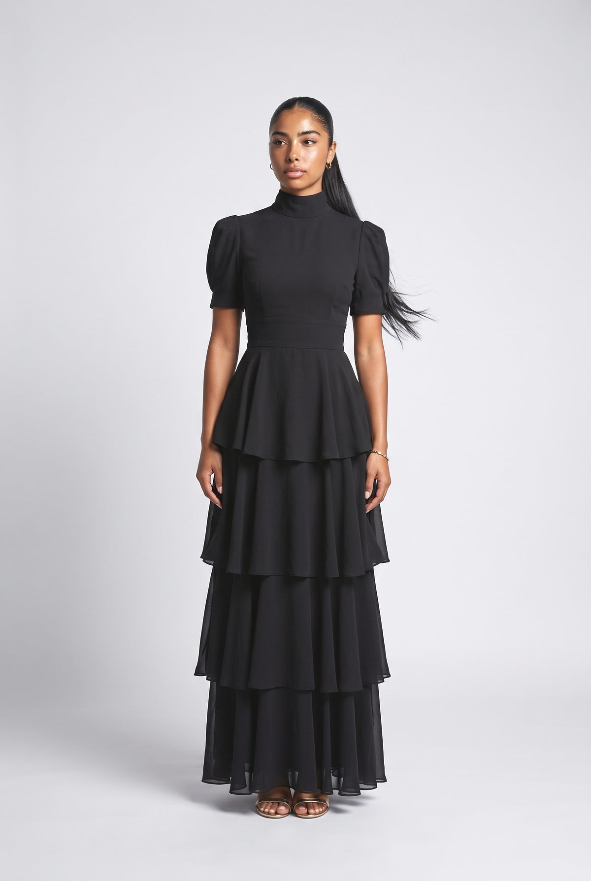 Princess Multi-Layer Maxi Cake Dress, black