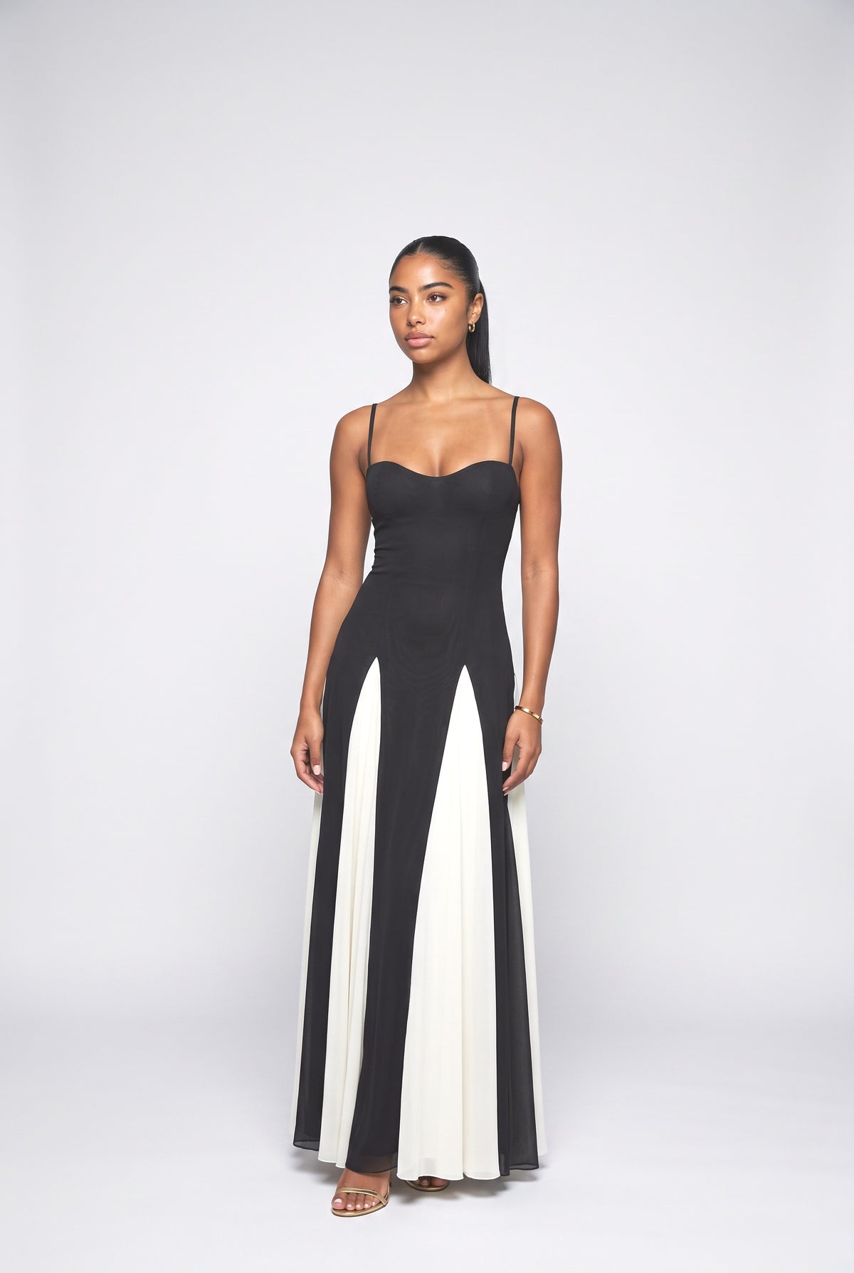 Tulle A-Line Maxi Dress, black