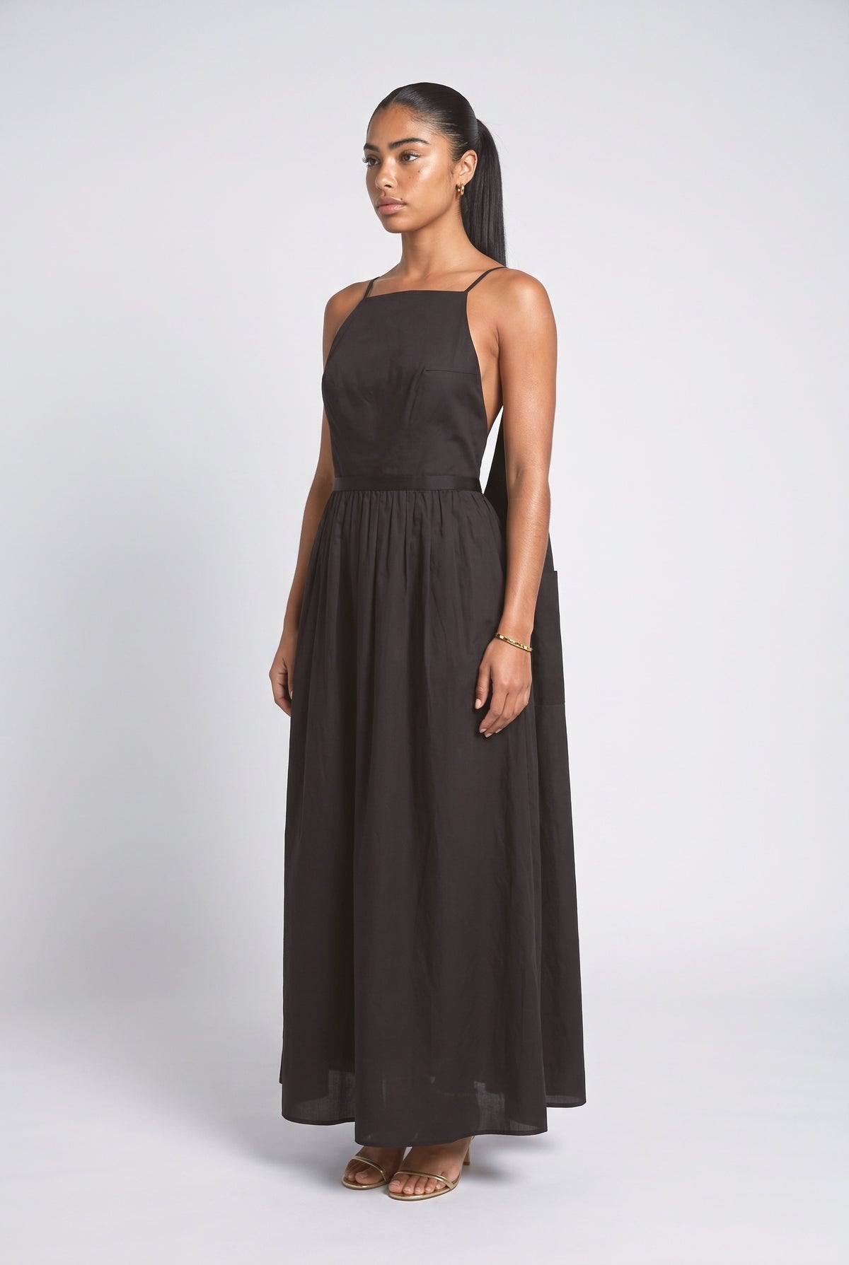Lace Slit Dress, black