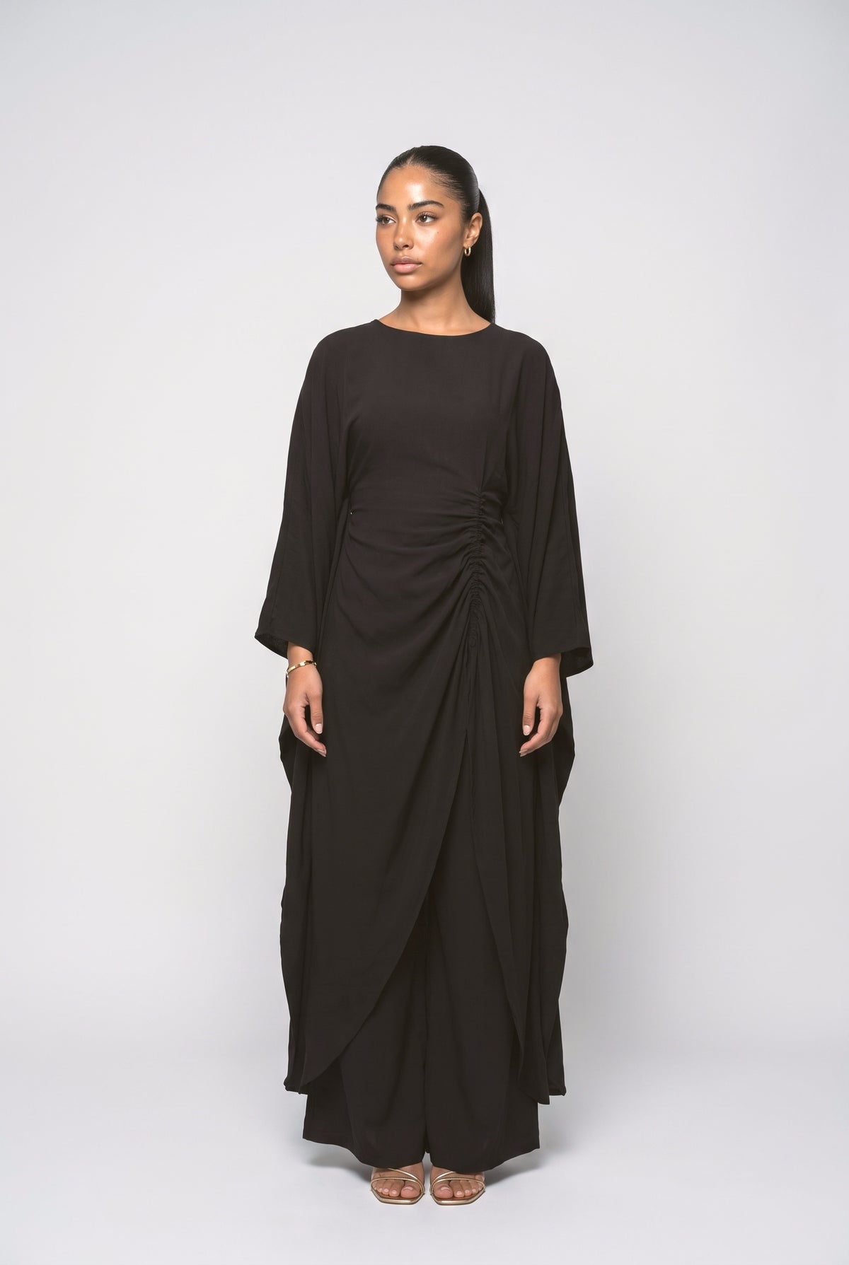 Batwing Sleeve Outfit Set, black
