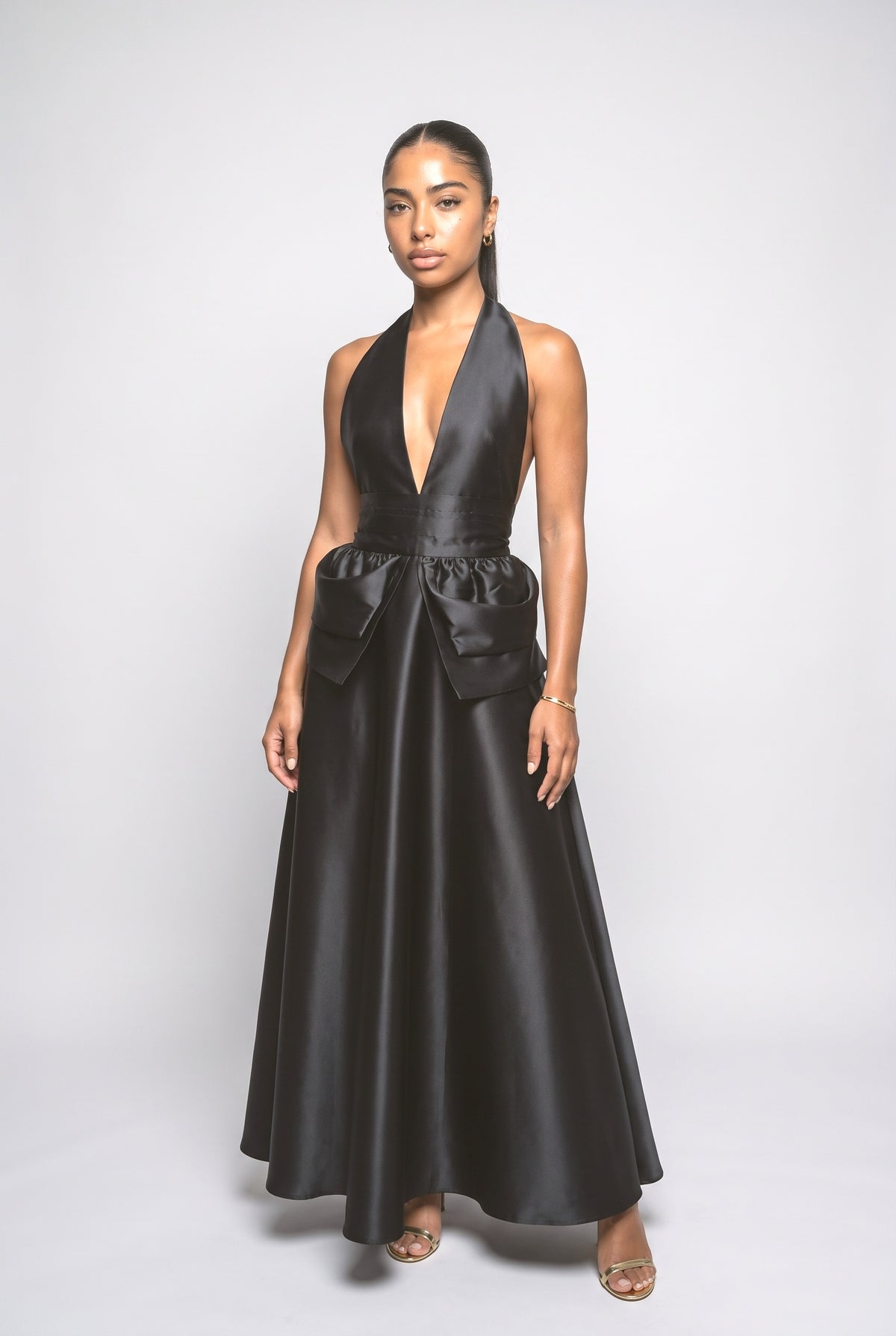 Black Satin Outfit Set, black