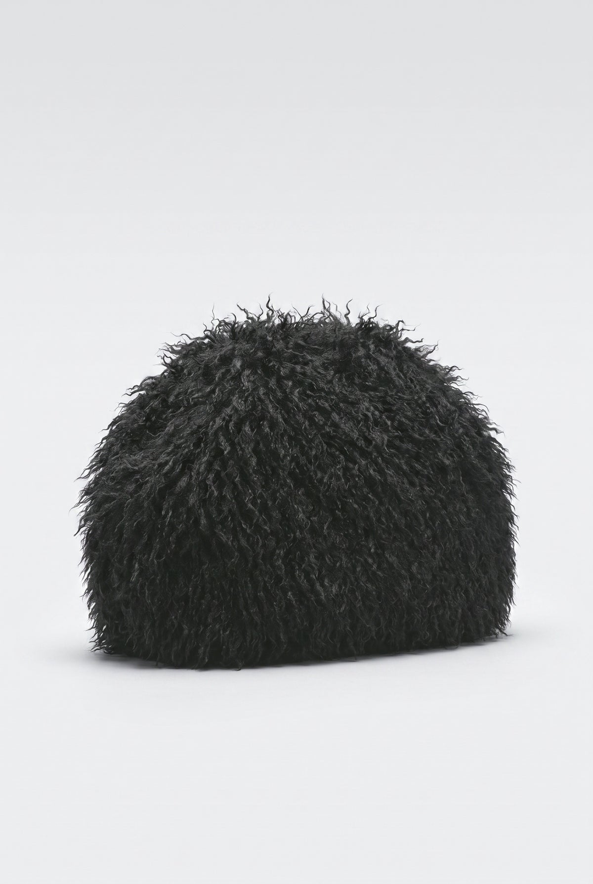 Long Curly Plush Oversized Clutch Bag, black