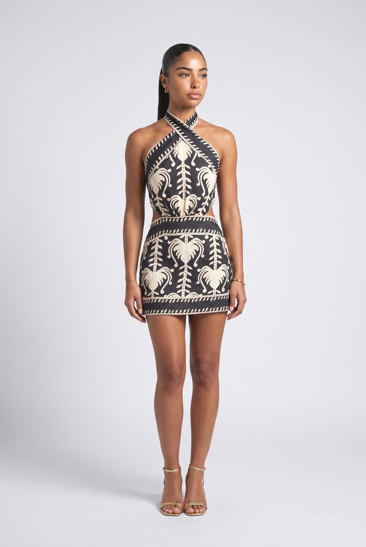 Black Backless Mini Dress, black