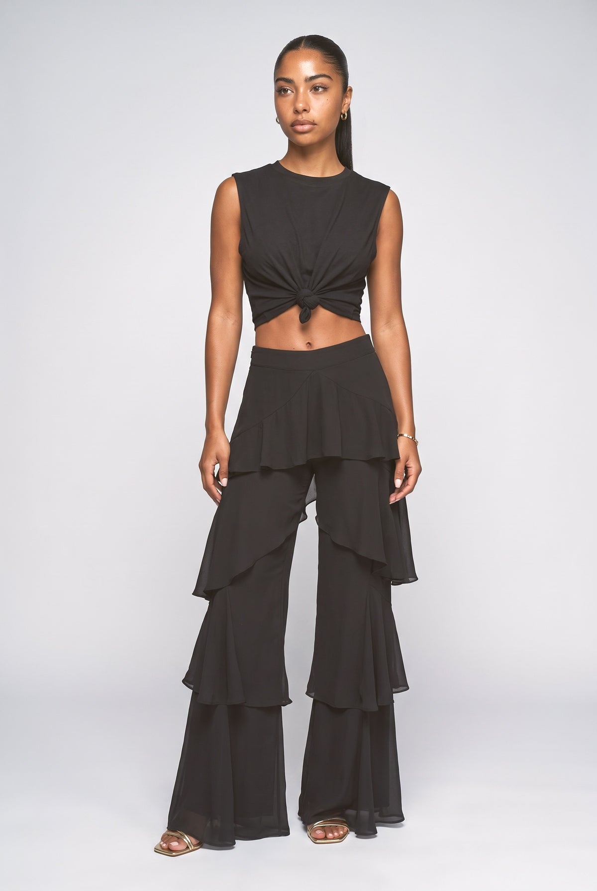 Black Ruffle Outfit Set, black