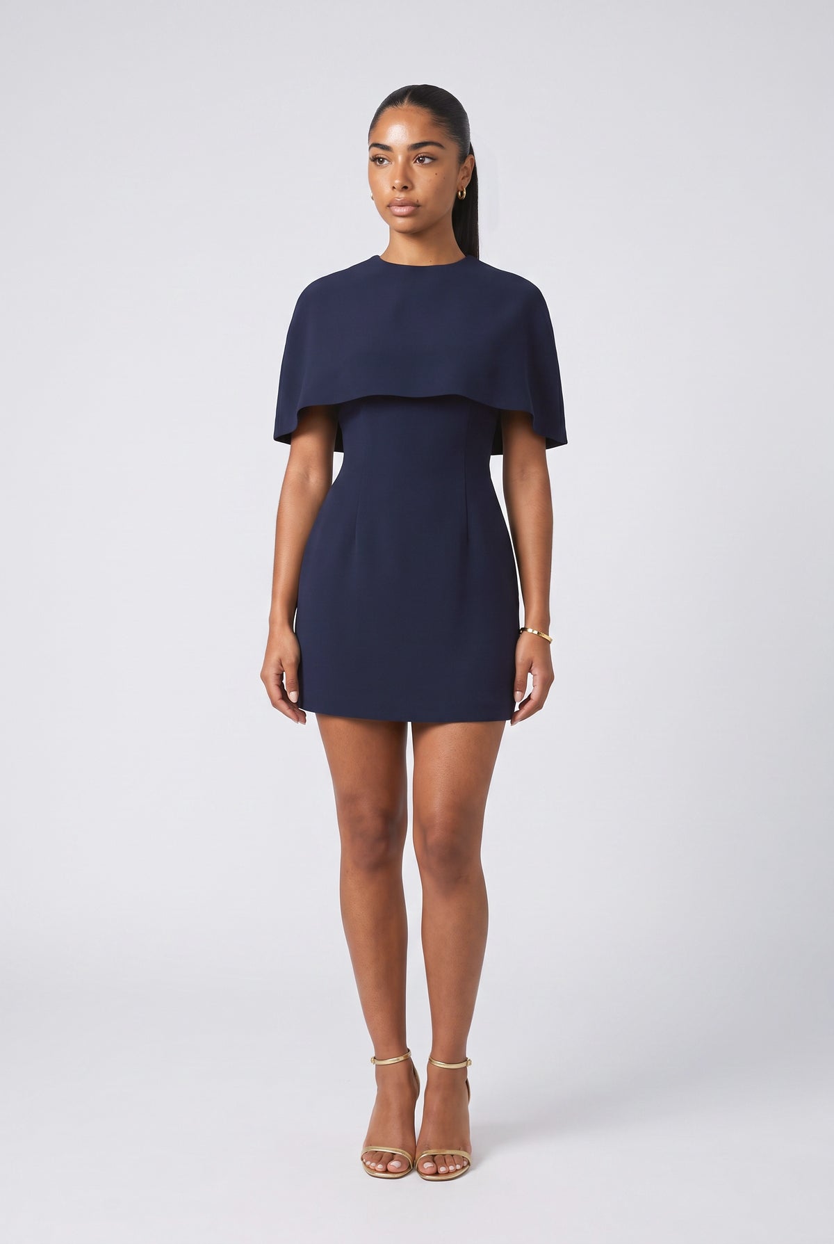 Cape Mini Dress, black