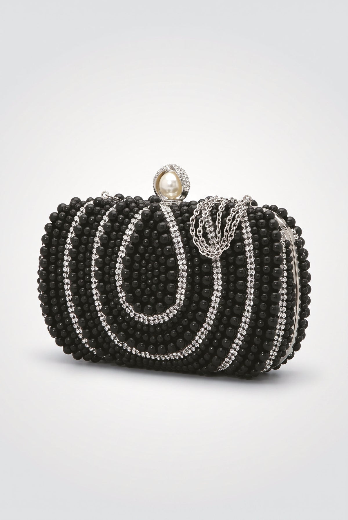 Vintage Pearl Evening Bag Handmade Beaded Embroidery Bag, black