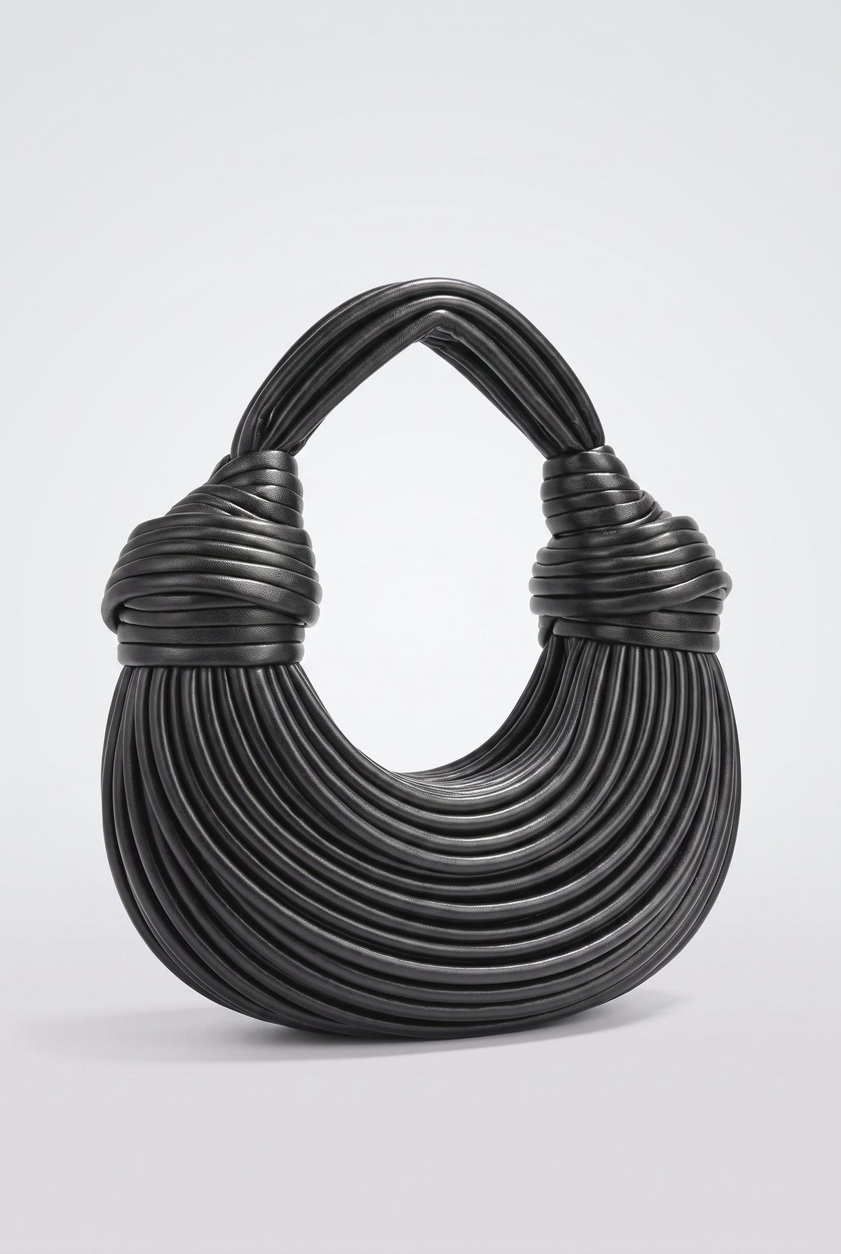 Braided Knotted Dumpling Cloud Crossbody Bag, black