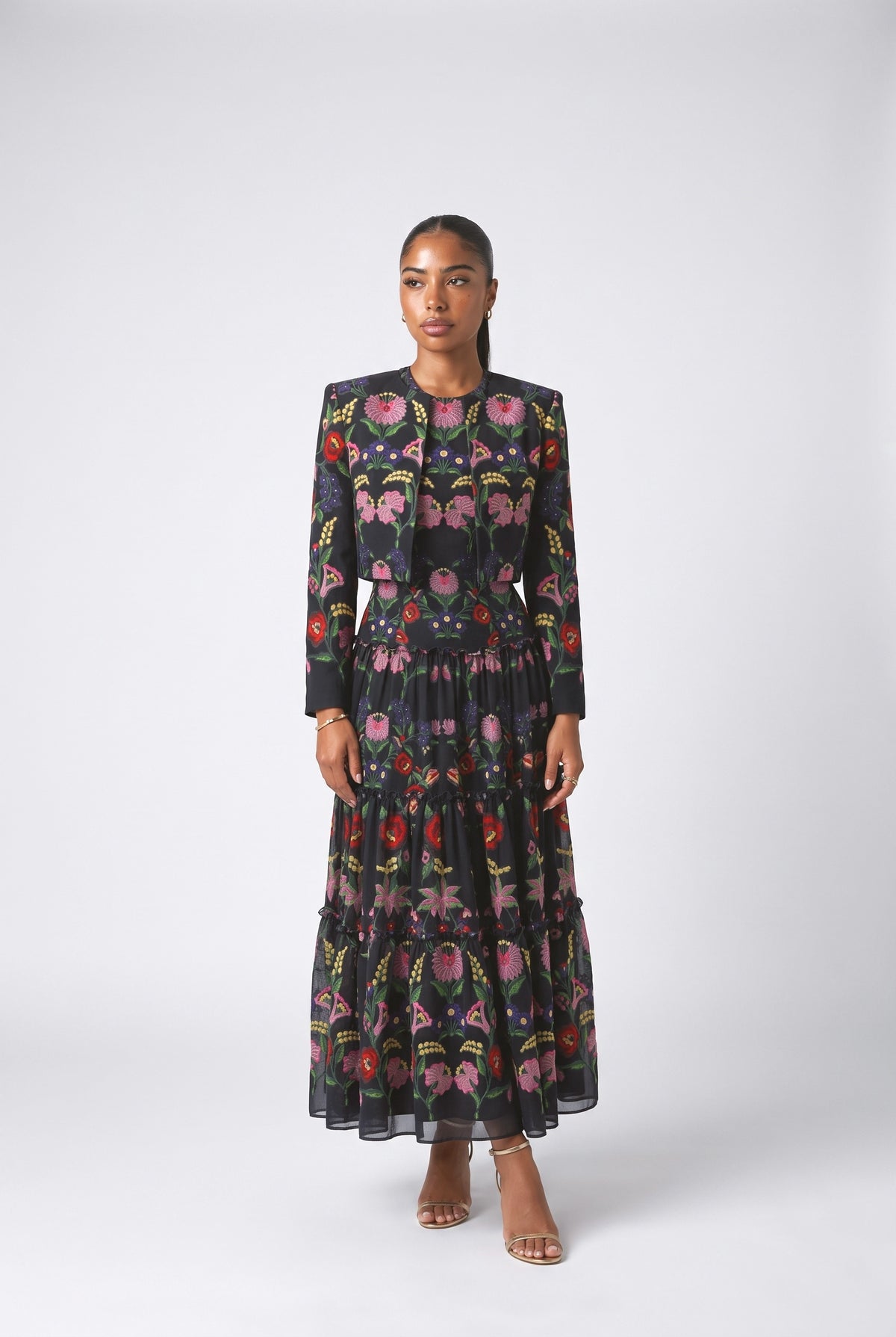 Print Chiffon Backless Maxi Dress, blue coat