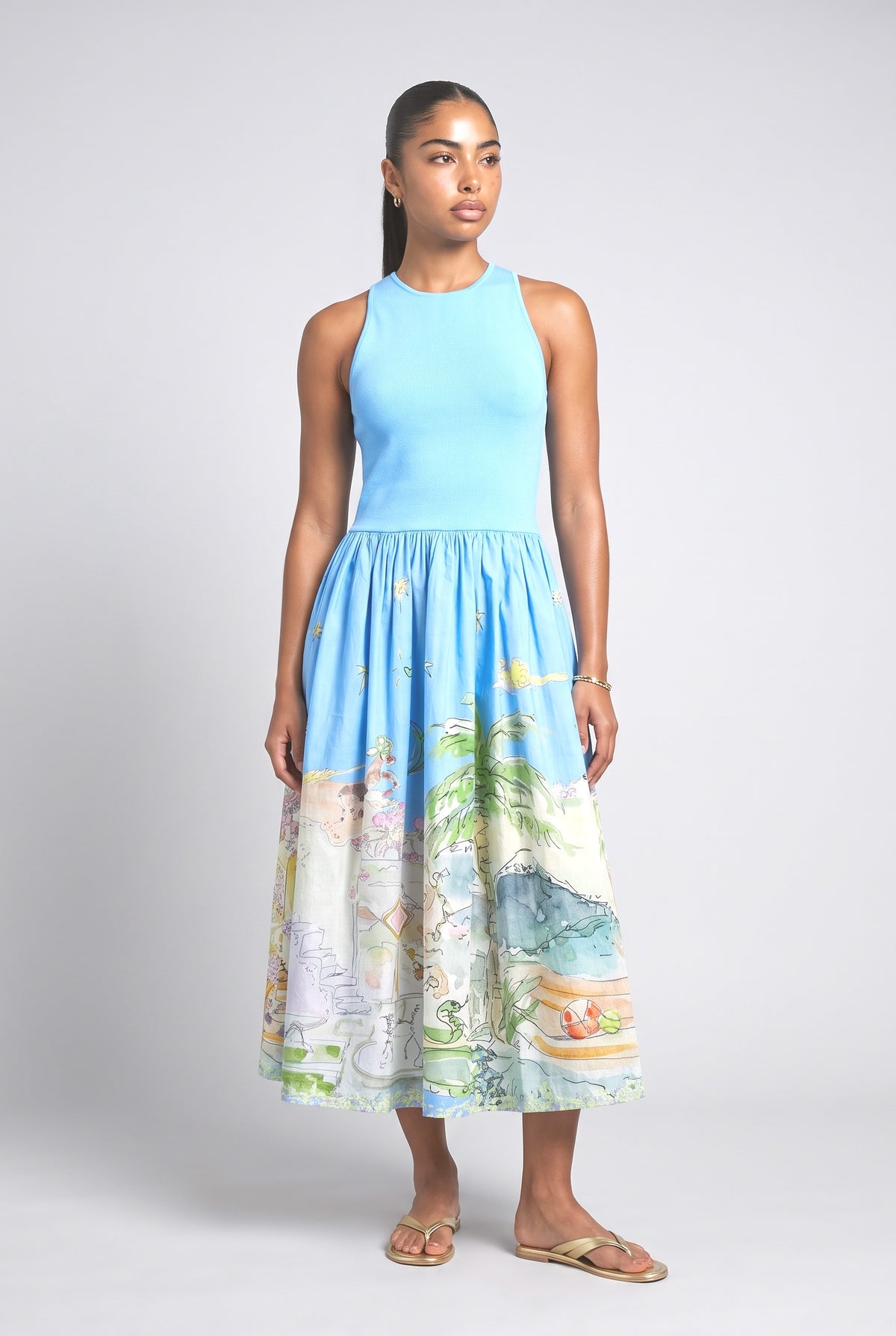 Blue Midi Dress, blue