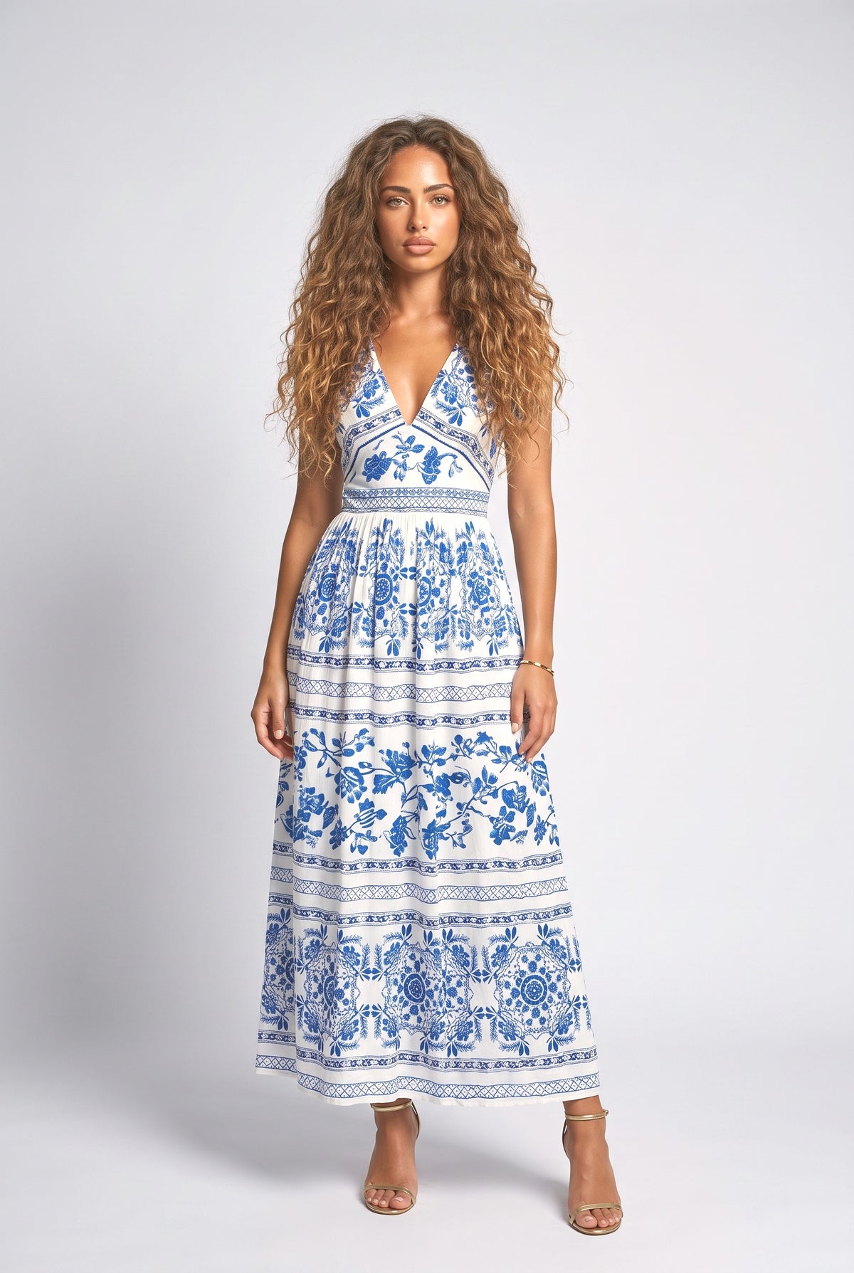 V-Neck Outfit Set, blue