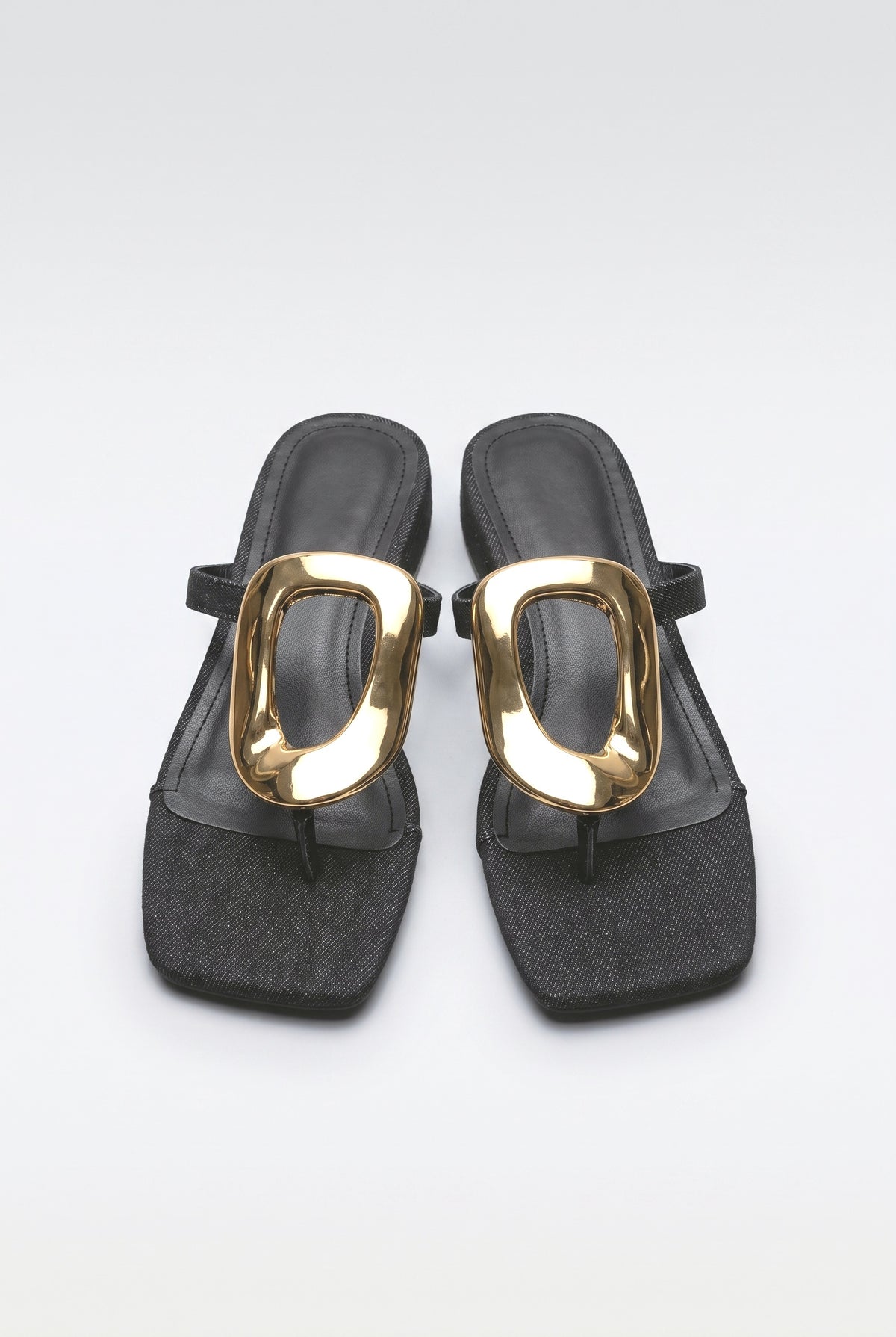 Metal Embellished Flat Sandals, blue