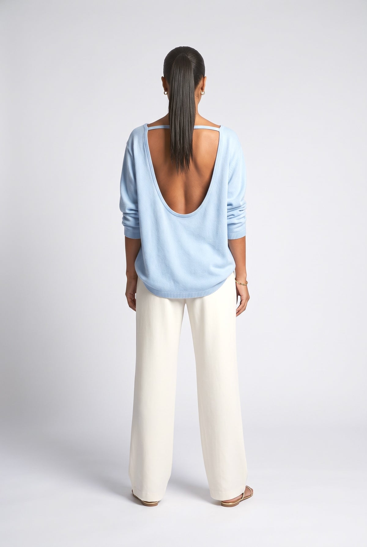 Backless Relaxed Top, blue