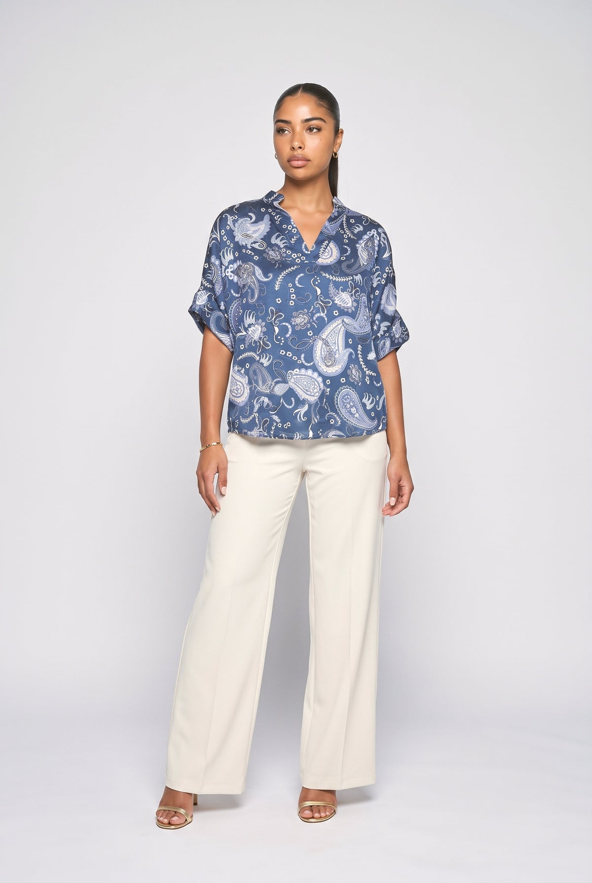 Bohemian Ocean Print Shirt, blue