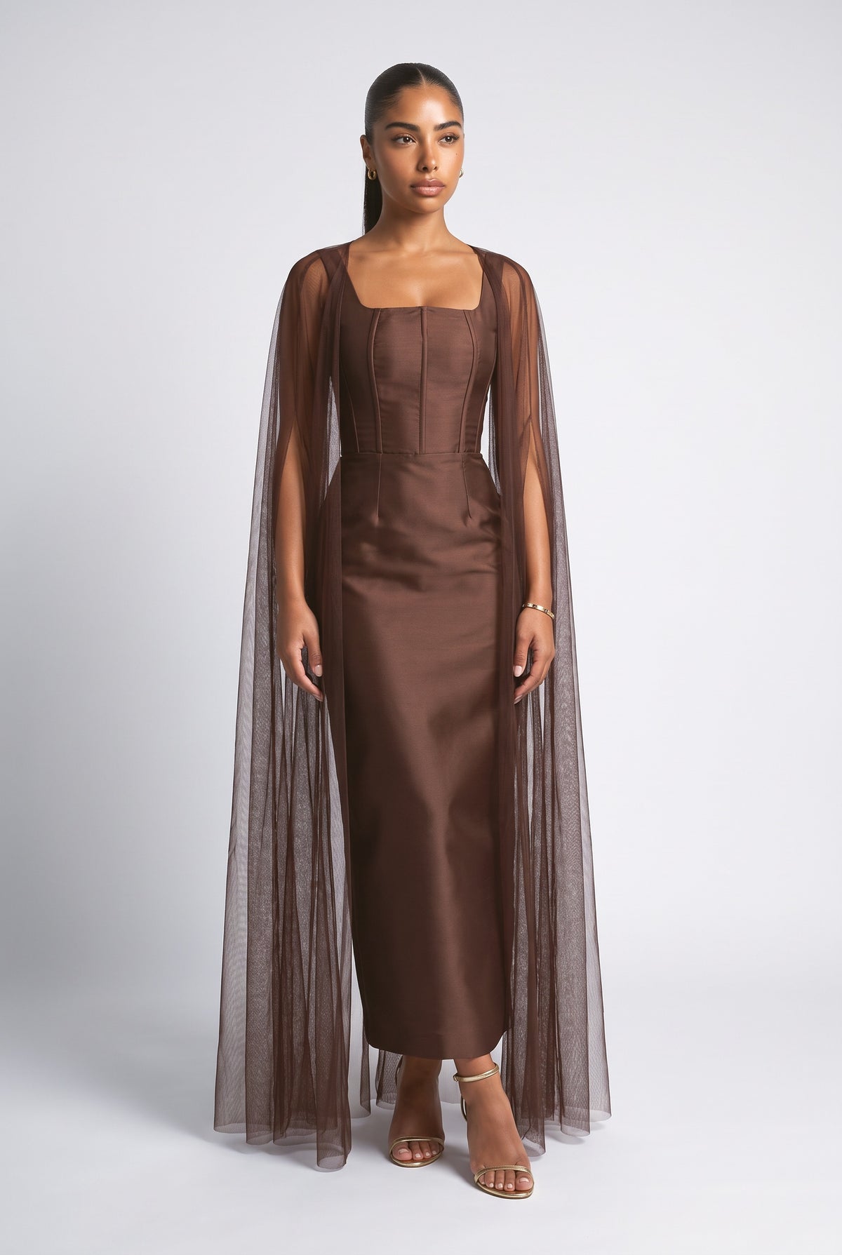 Brown Mesh Dress, brown