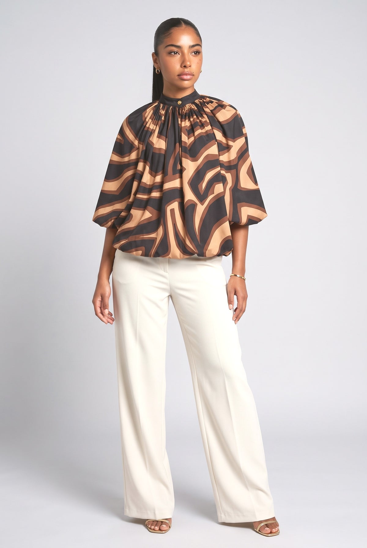Brown Satin Top, brown