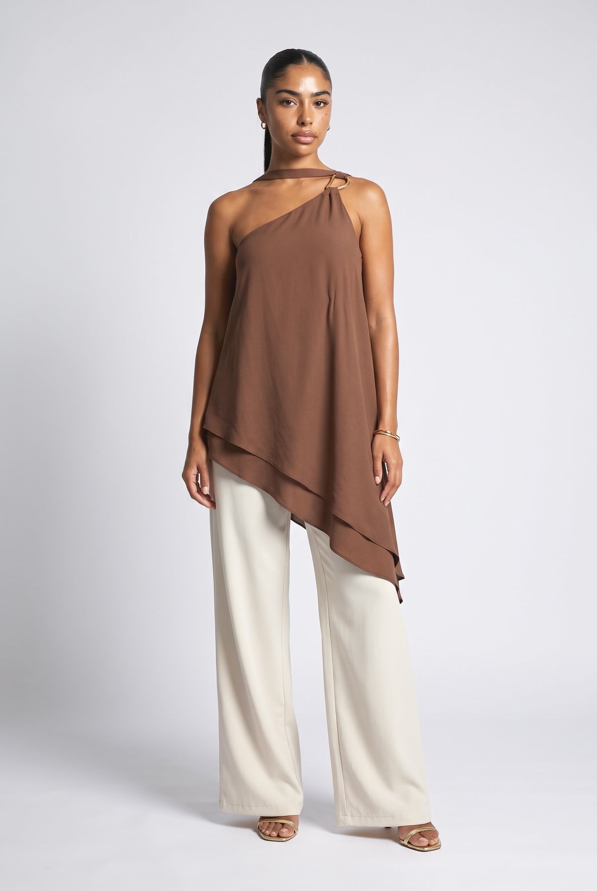 Brown Flowy Top, brown