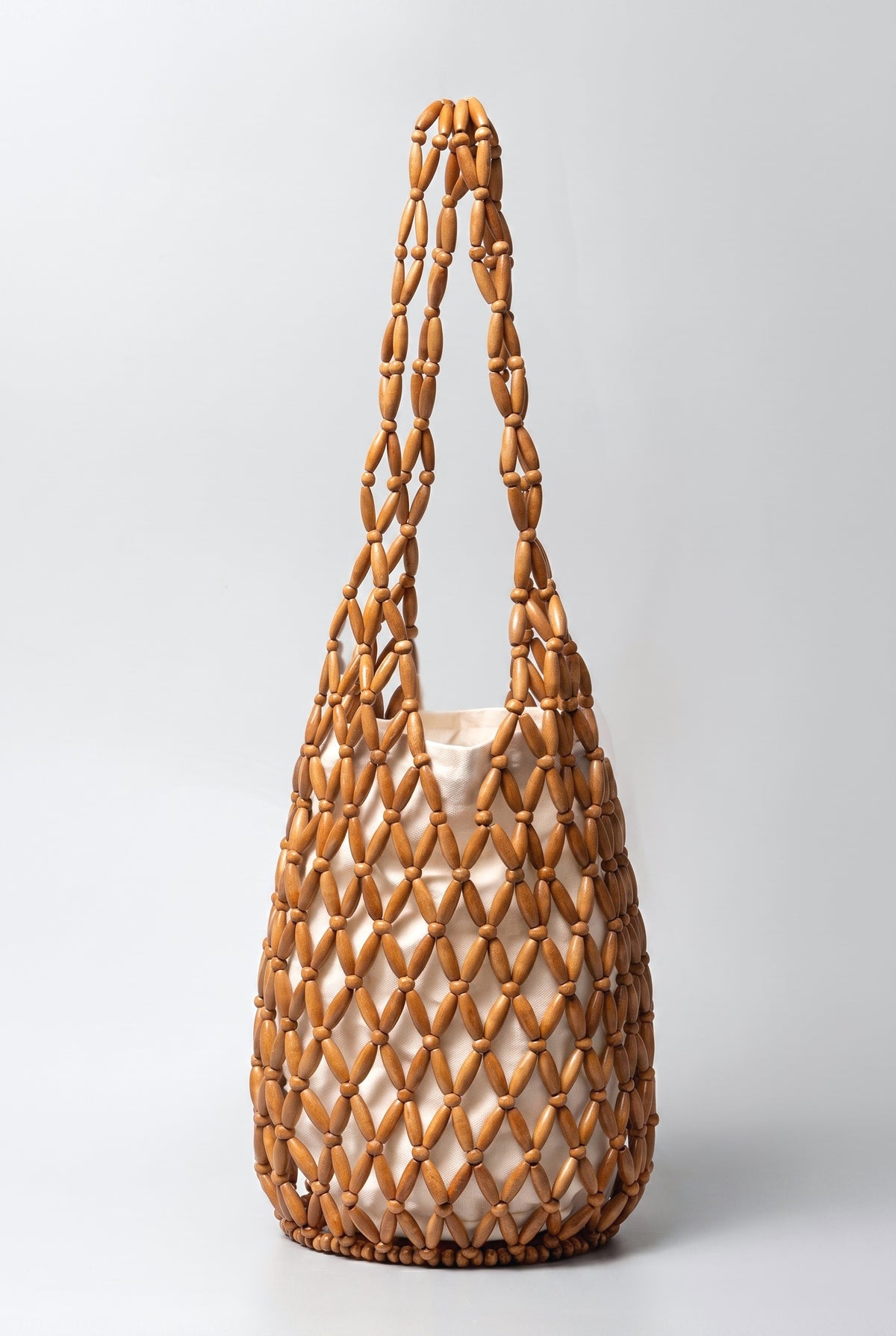 Hollow Woven Bucket Bag, brown