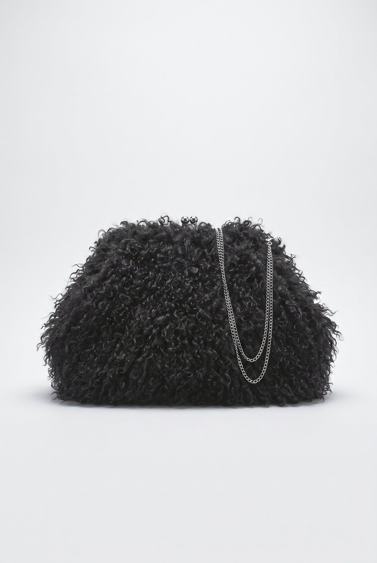Long Curly Plush Oversized Clutch Bag, brown